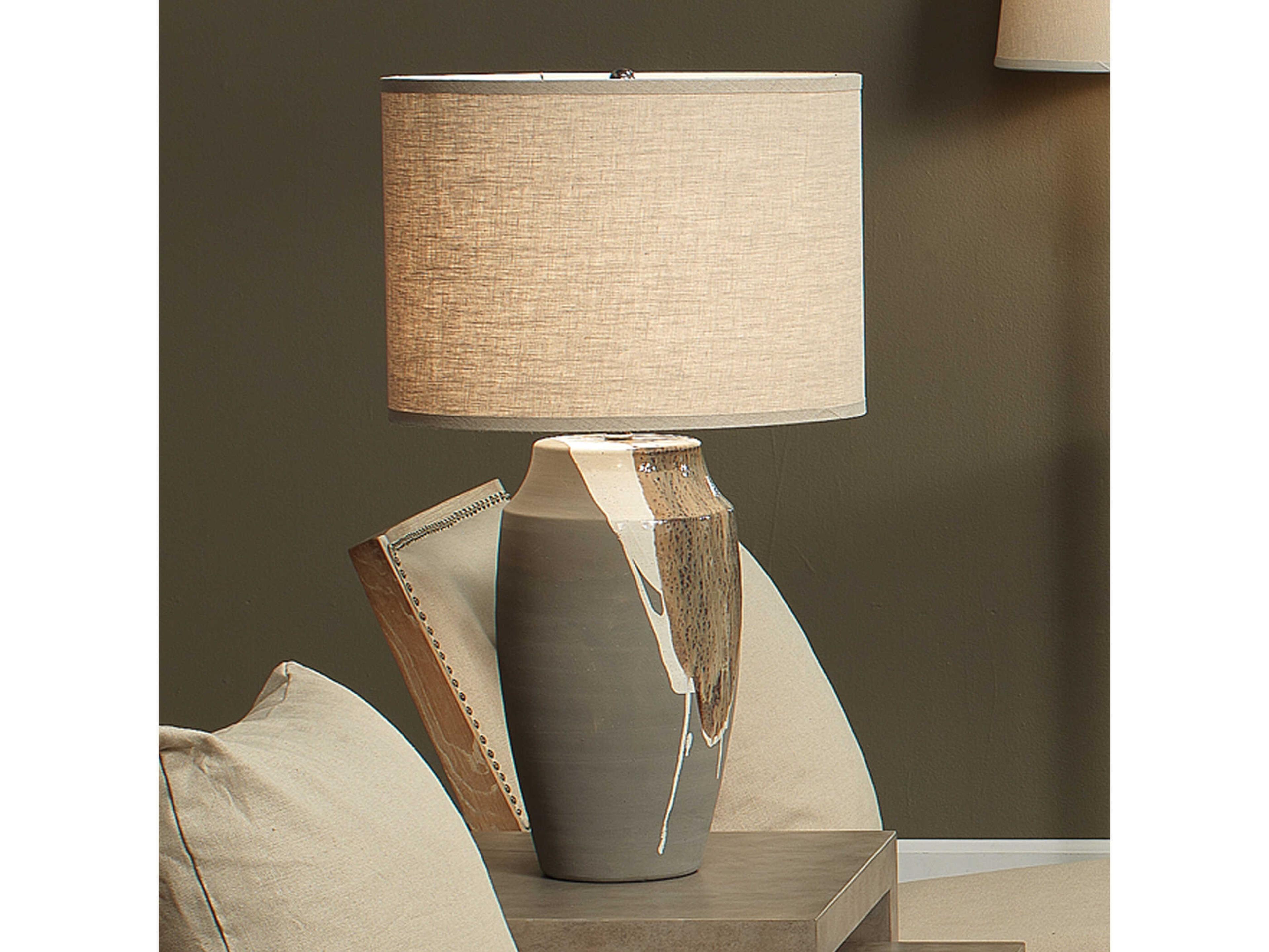 Jamie Young Matte Grey With Beige White Drip Brown Buffet Lamp