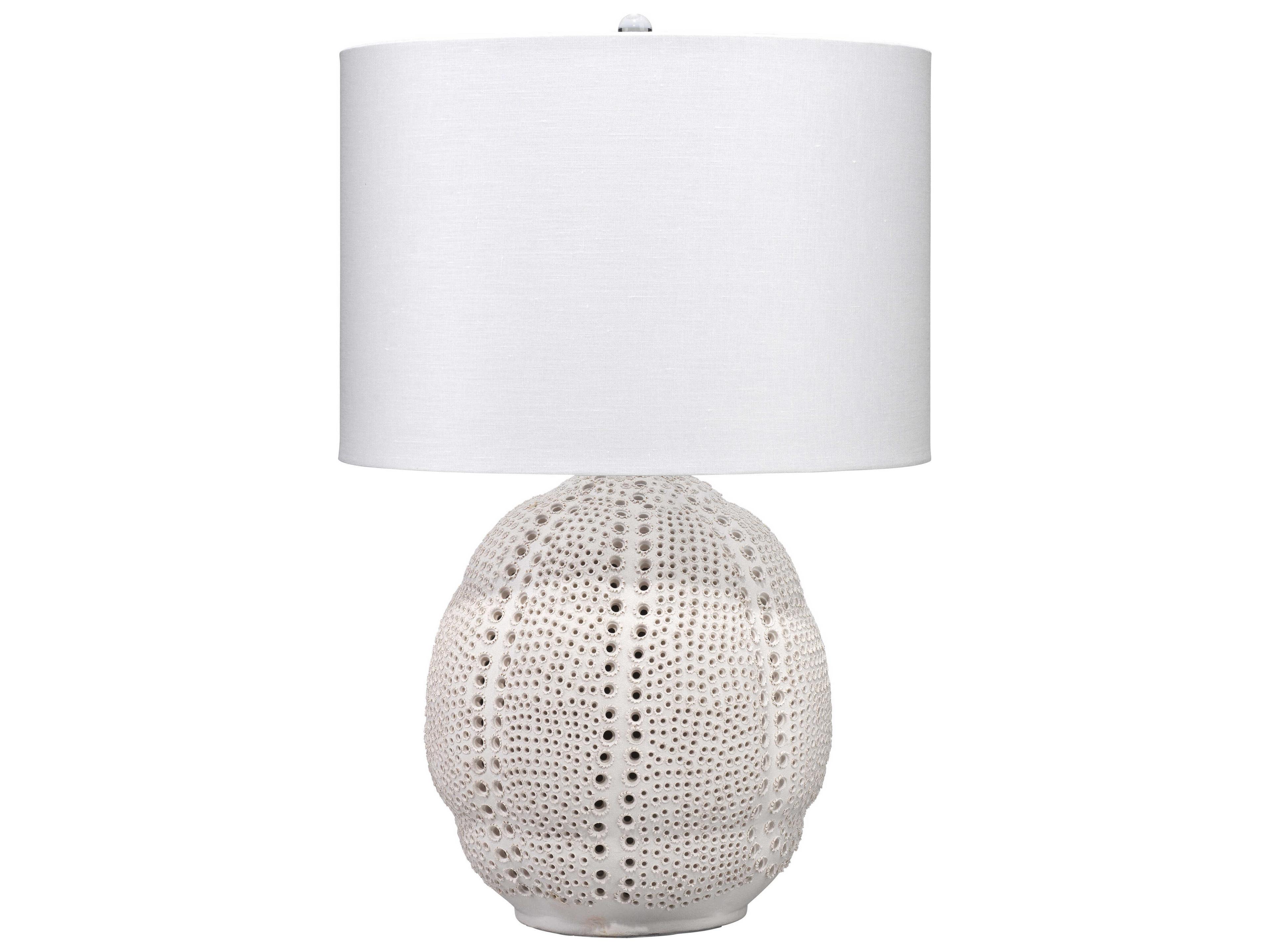 Lunar Table Lamp Matte White Ceramic with Linen Shade