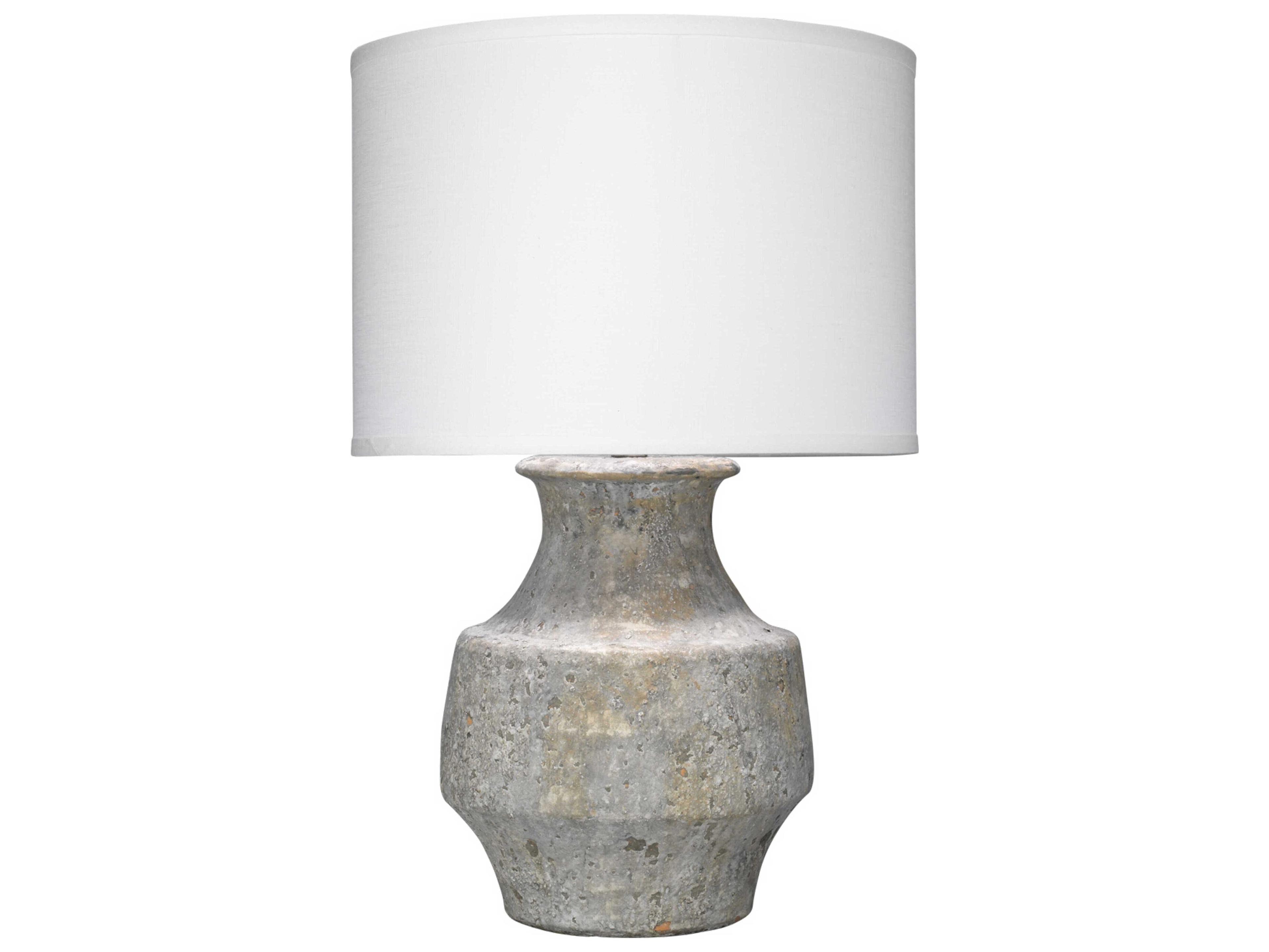 Masonry Grey White Linen Classic Drum Buffet Lamp