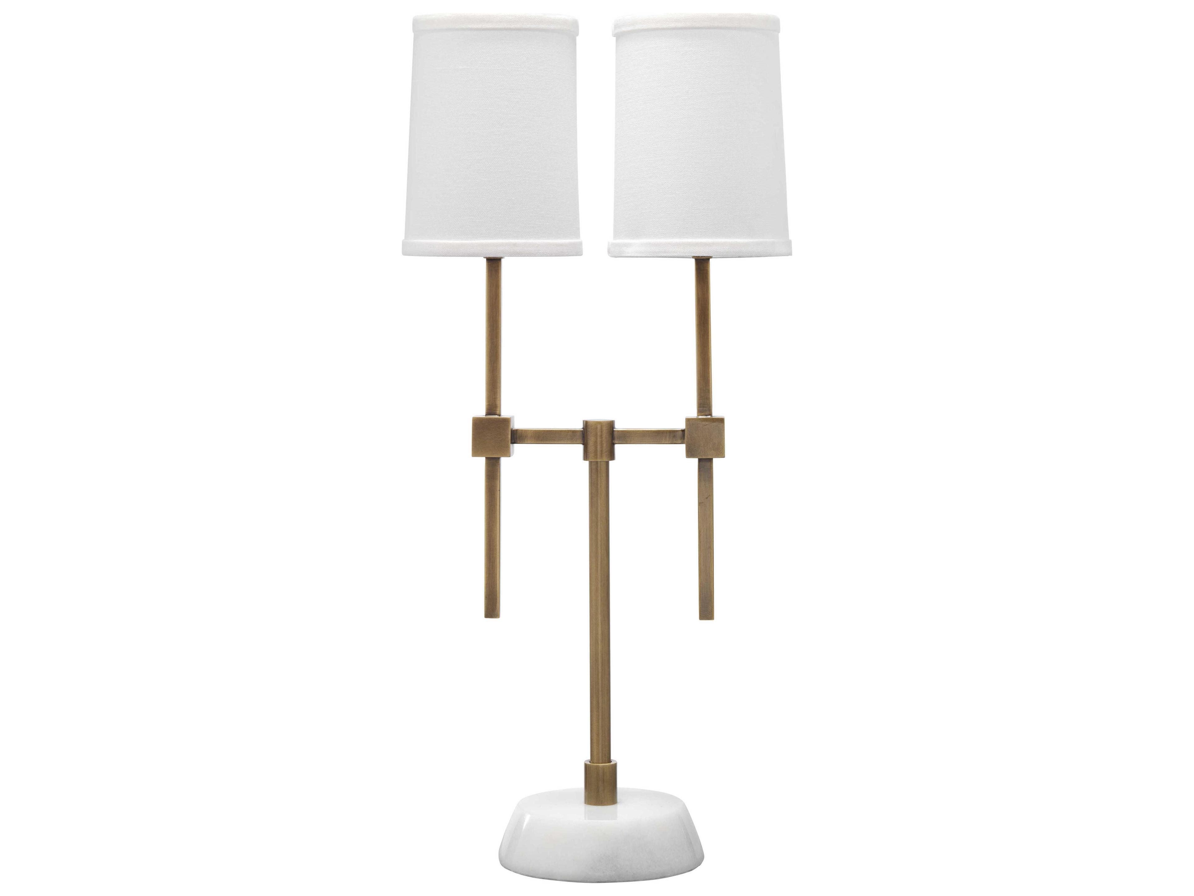 Minerva Antique Brass White Table Lamp