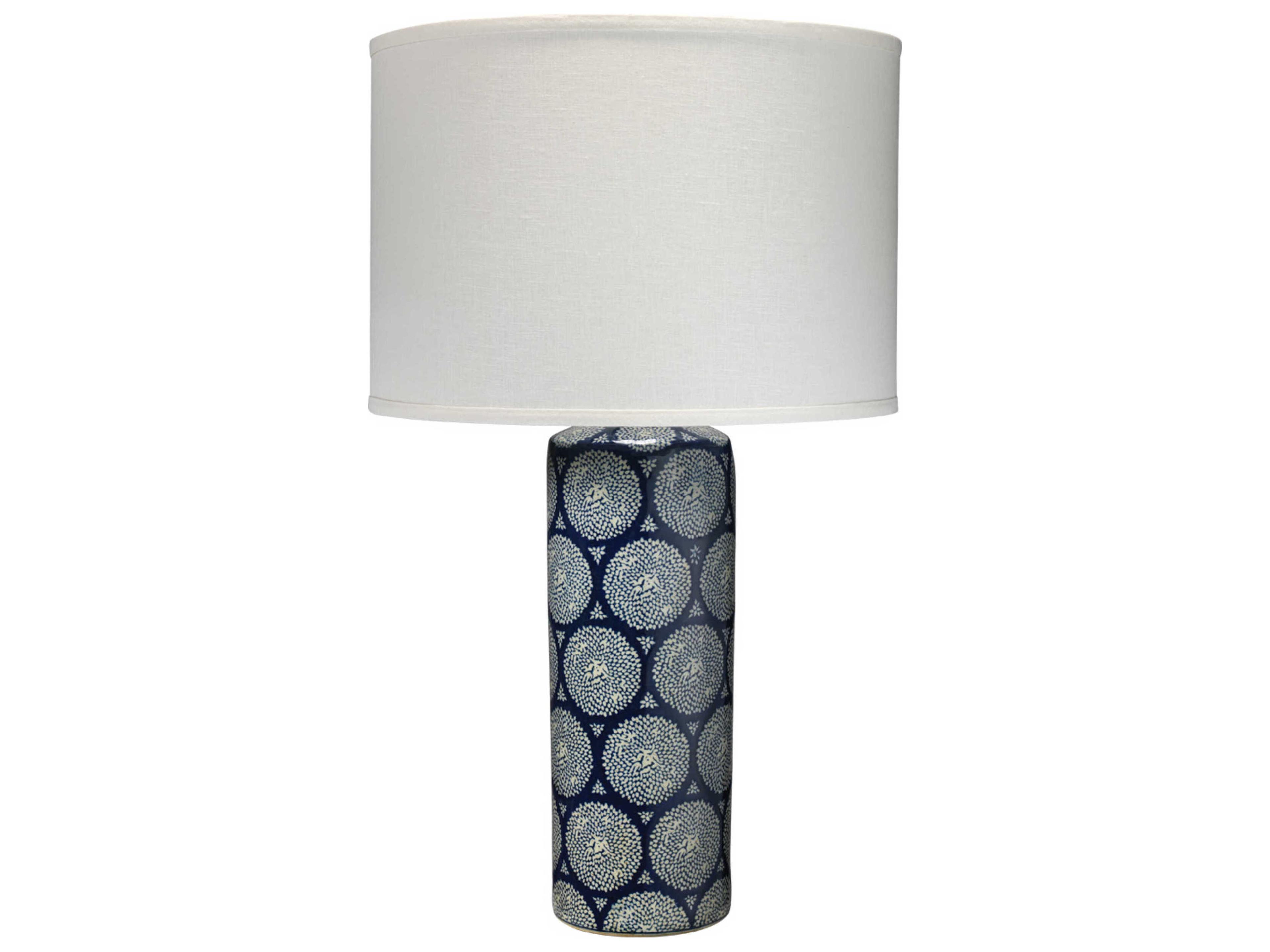 Jamie Young Neva Blue & White Classic Drum Shade Buffet Lamp