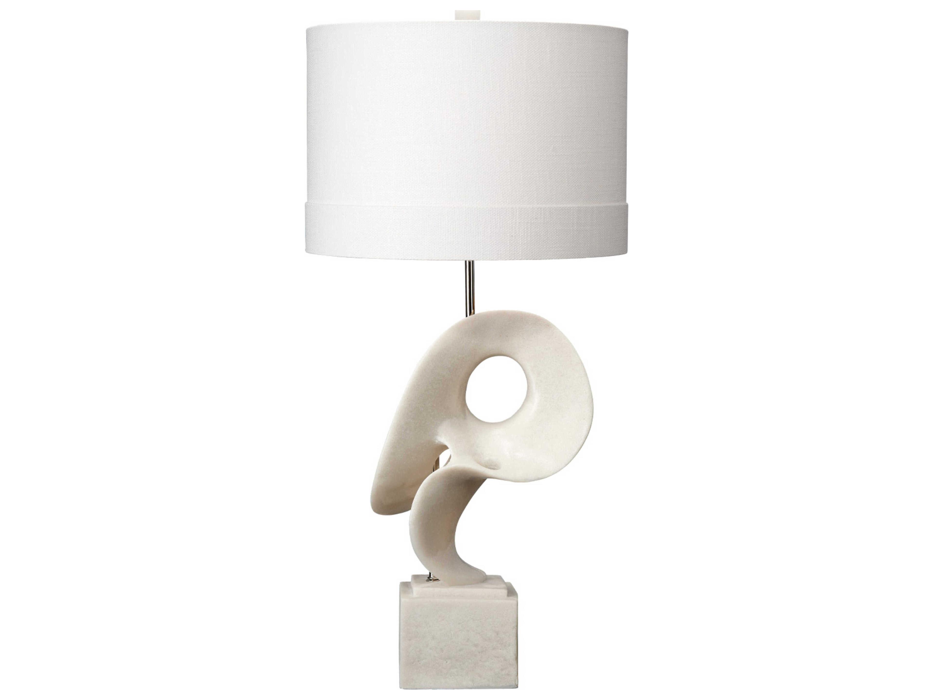 Obscure White Polyresin Buffet Lamp