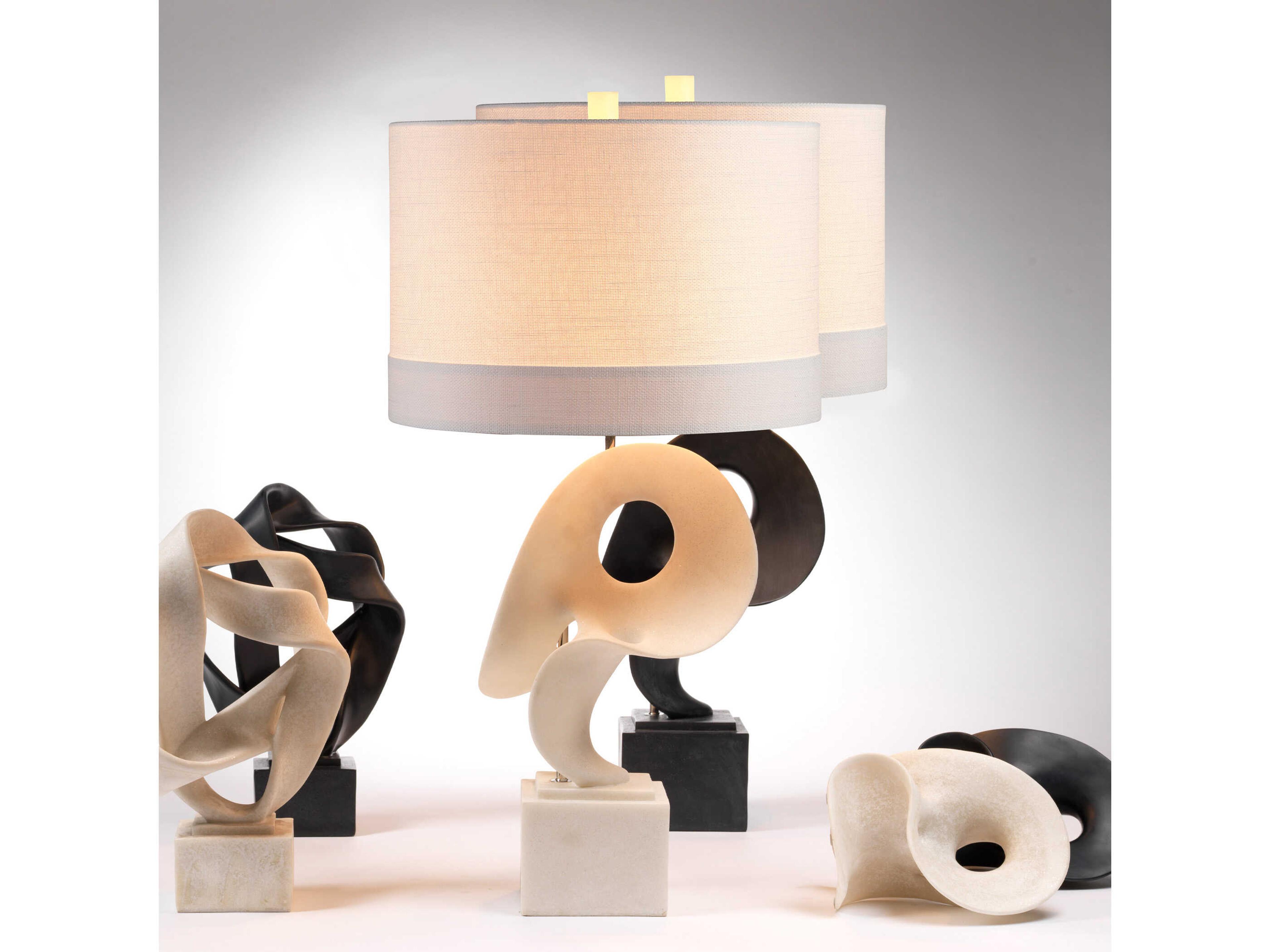 Jamie Young Obscure White Polyresin Buffet Lamp