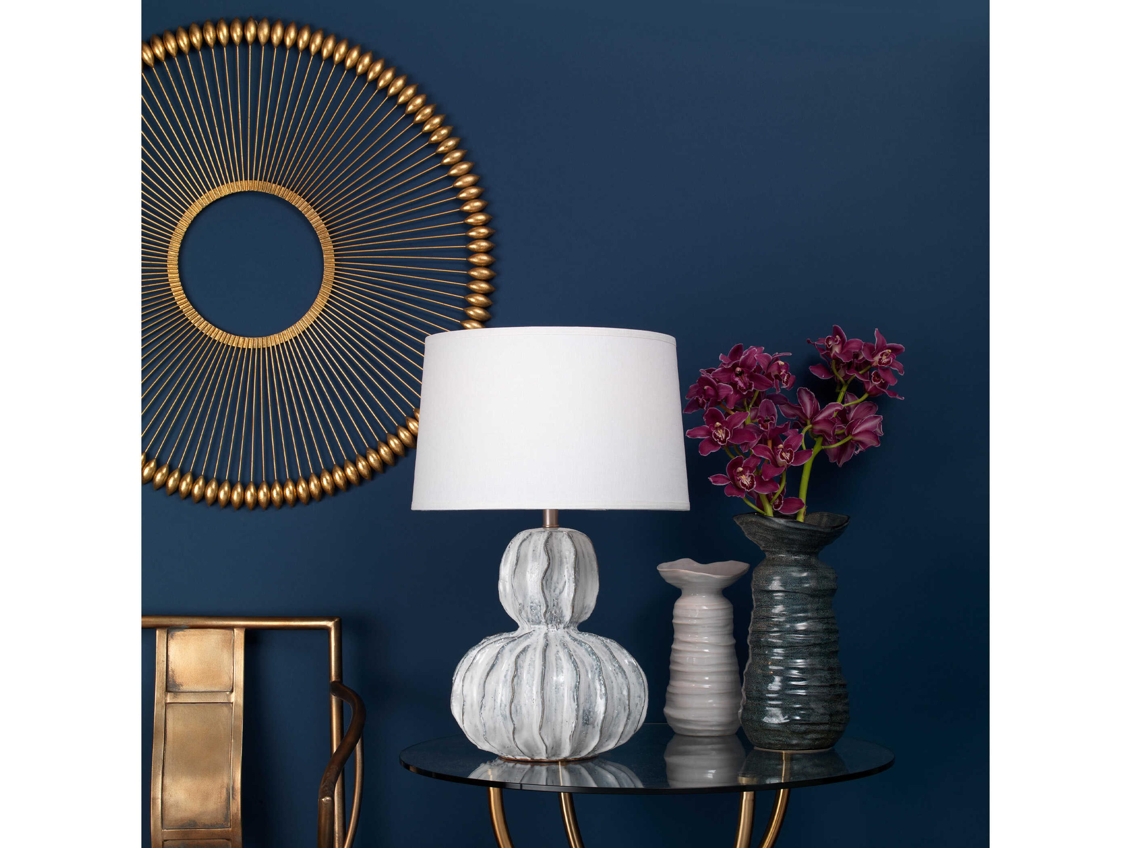 Jamie Young Oceane Gourd White Reactive Glaze Buffet Lamp