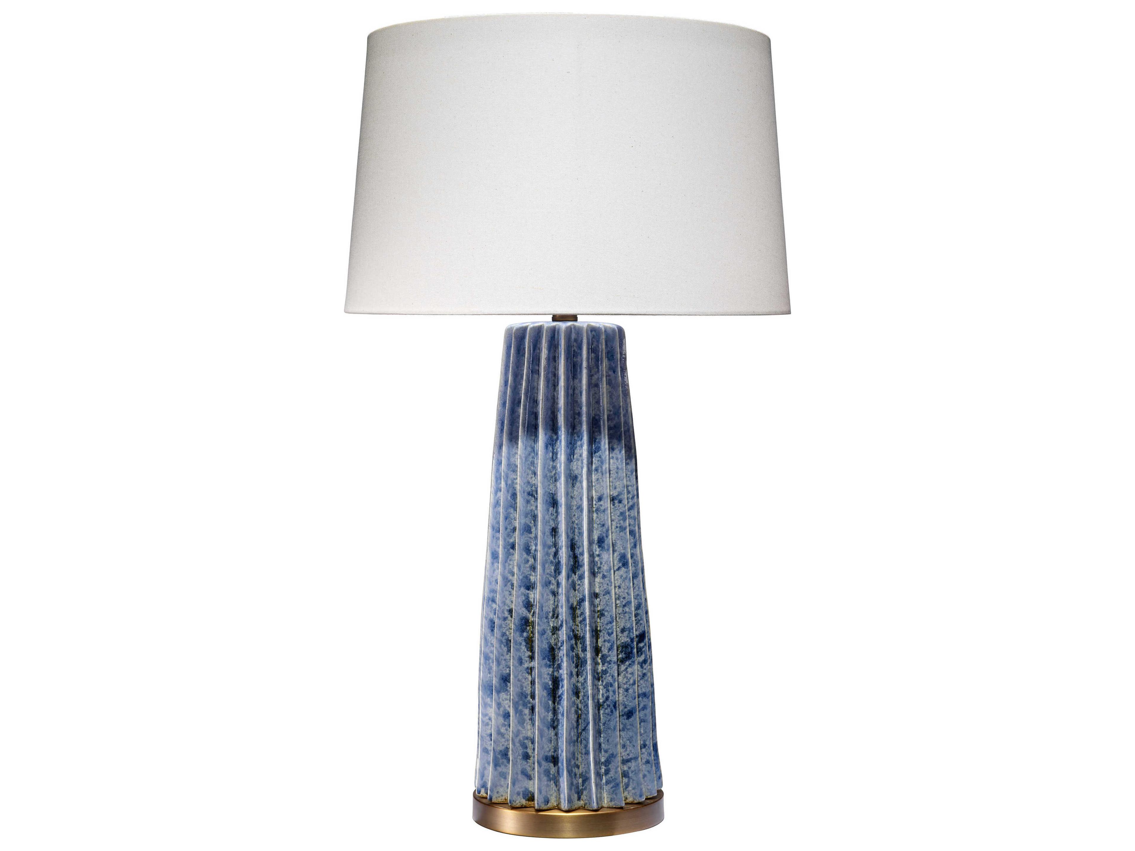 Jamie Young Pleated Cornflower Blue Linen Tapered White Buffet Lamp