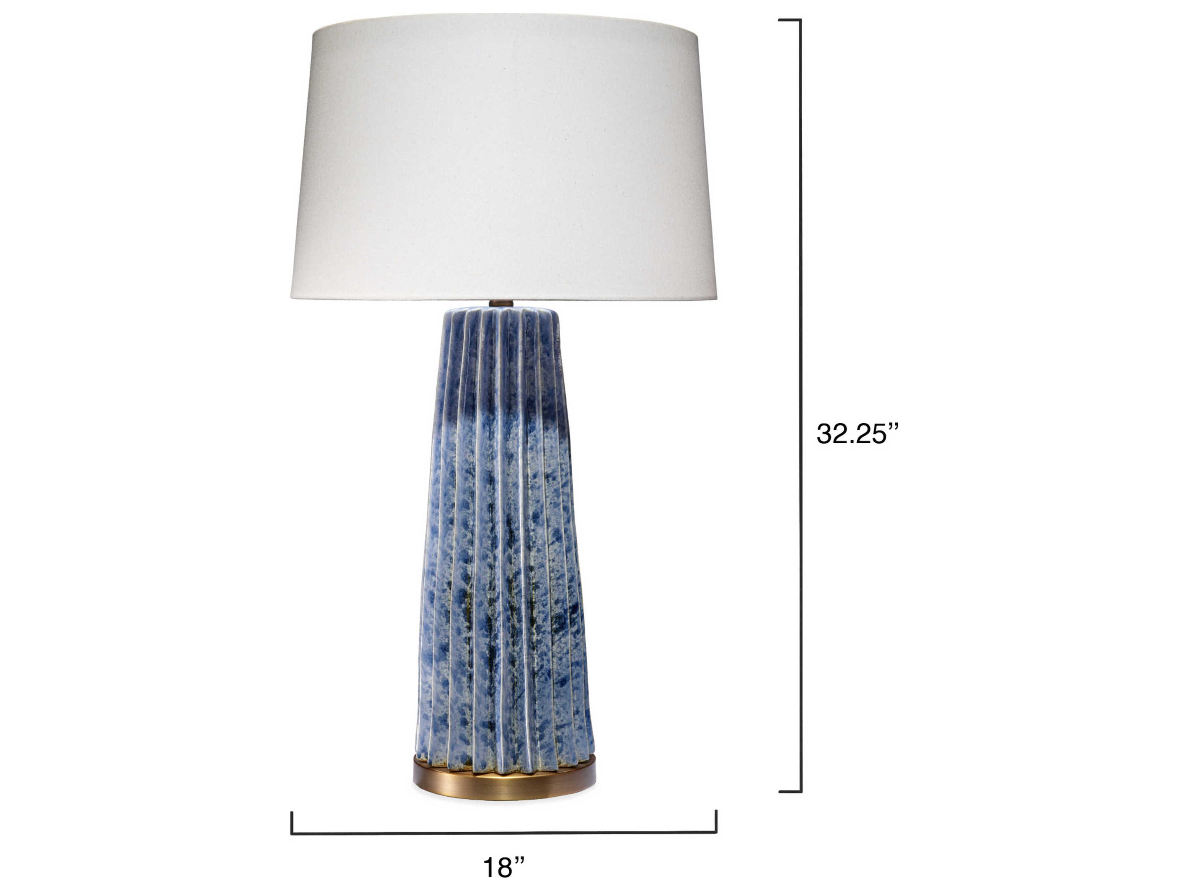 Jamie Young Pleated Cornflower Blue Linen Tapered White Buffet Lamp