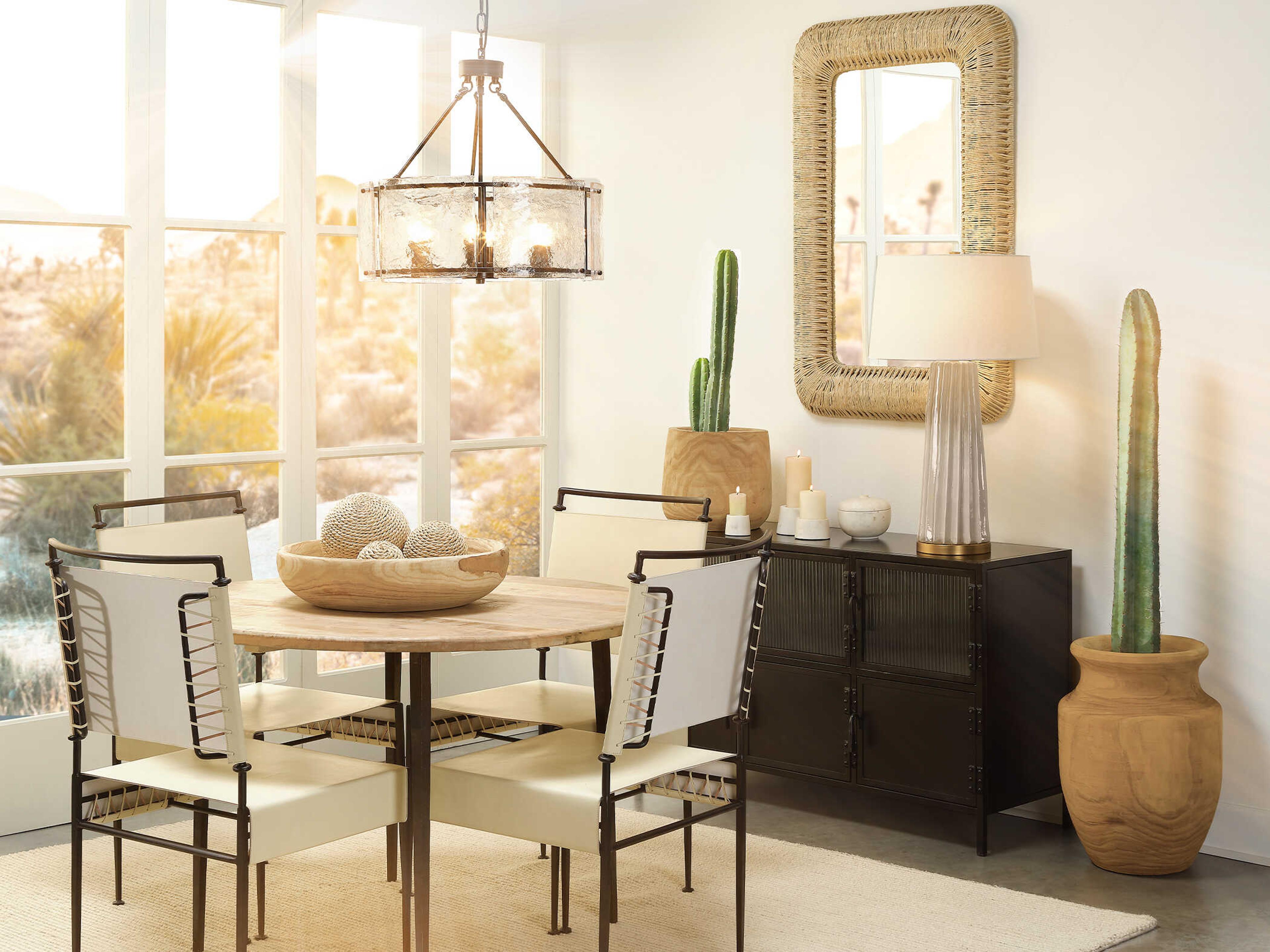 Jamie Young Pleated Cream Linen Tapered Buffet Lamp