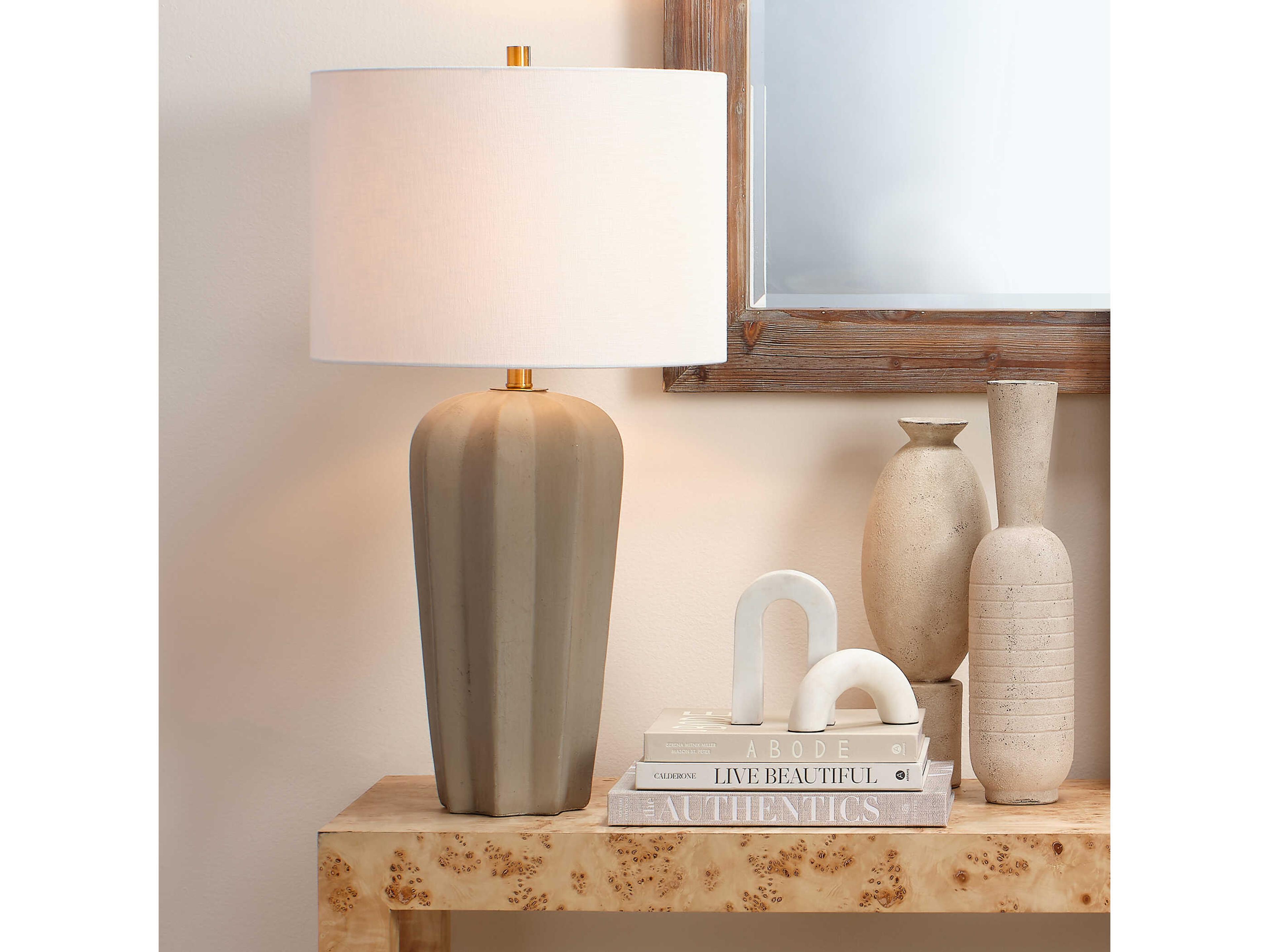 Jamie Young Grey Cement Buffet Lamp