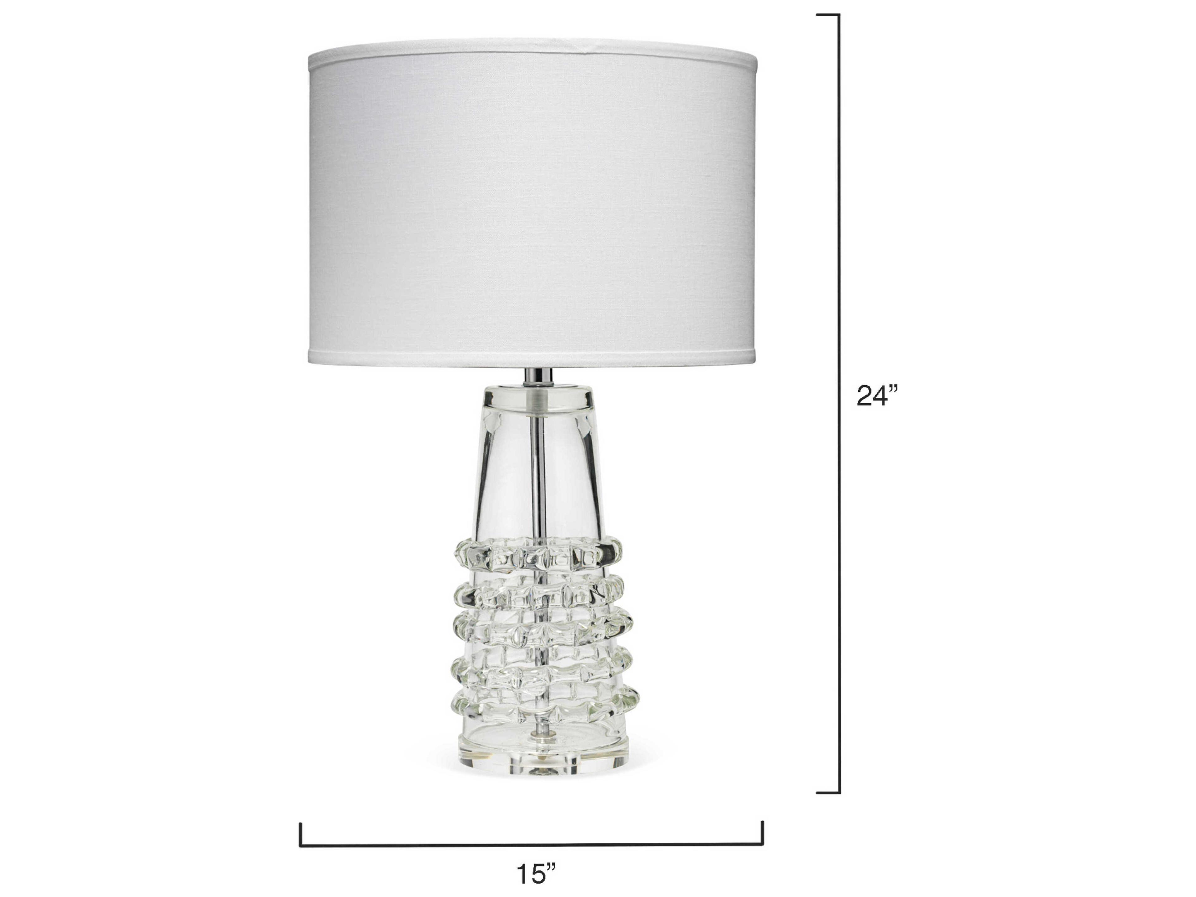 Jamie Young Ribbon Clear Glass Drum Table Lamp with Shade