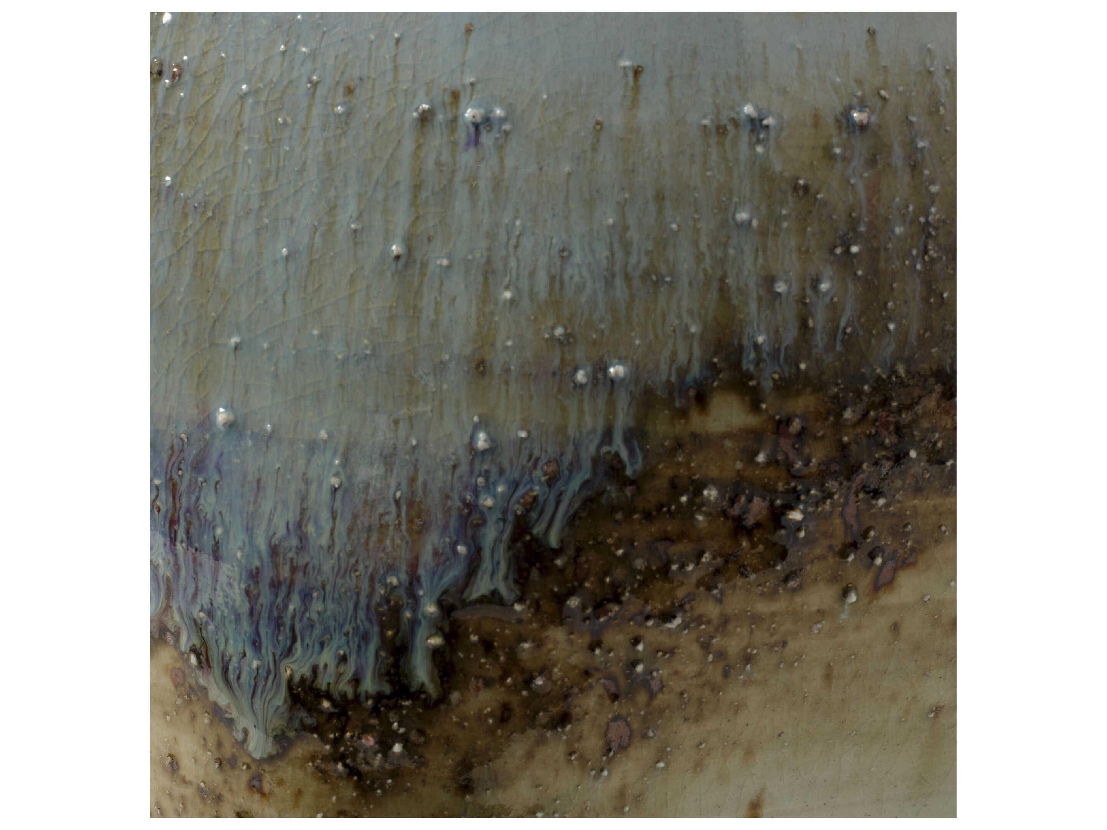 Jamie Young Salvador Blue Natural Purple Drum White Linen Rolled Edge Buffet Lamp