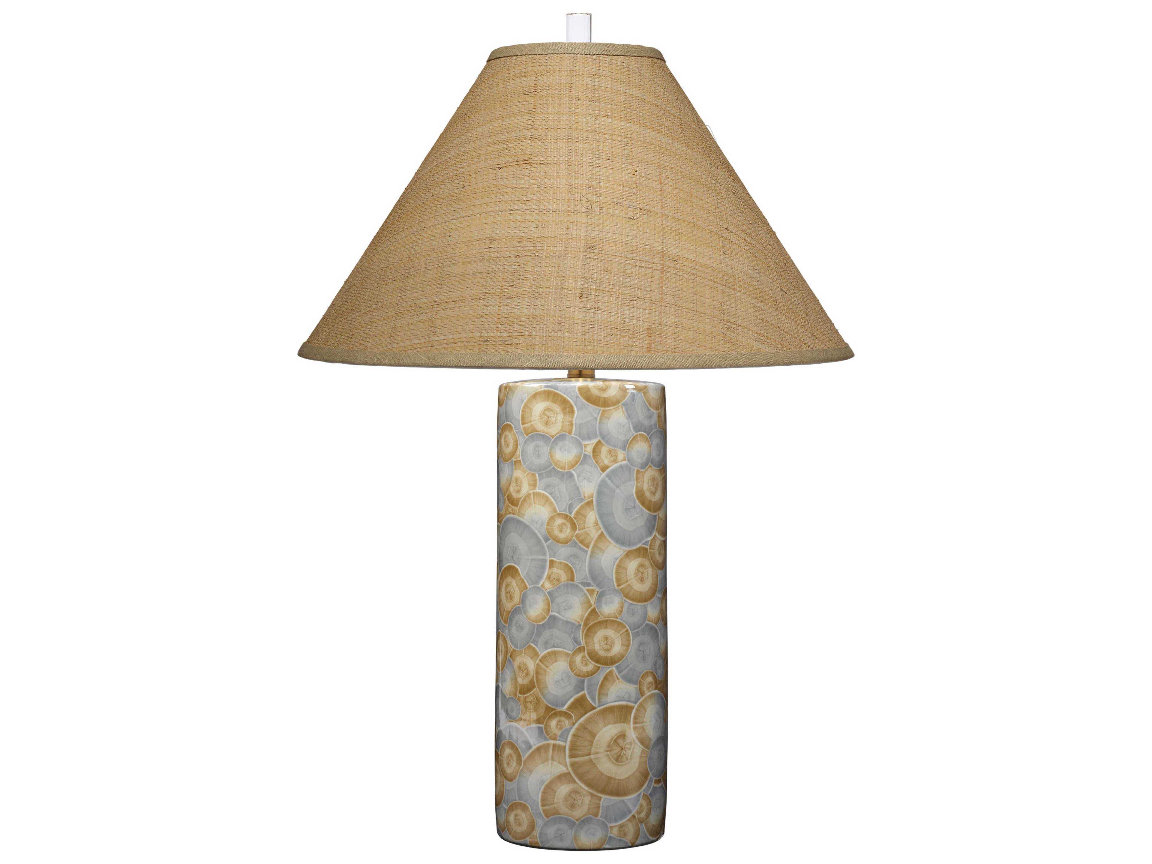 Serene Blue Cone Raffia Trim Buffet Lamp