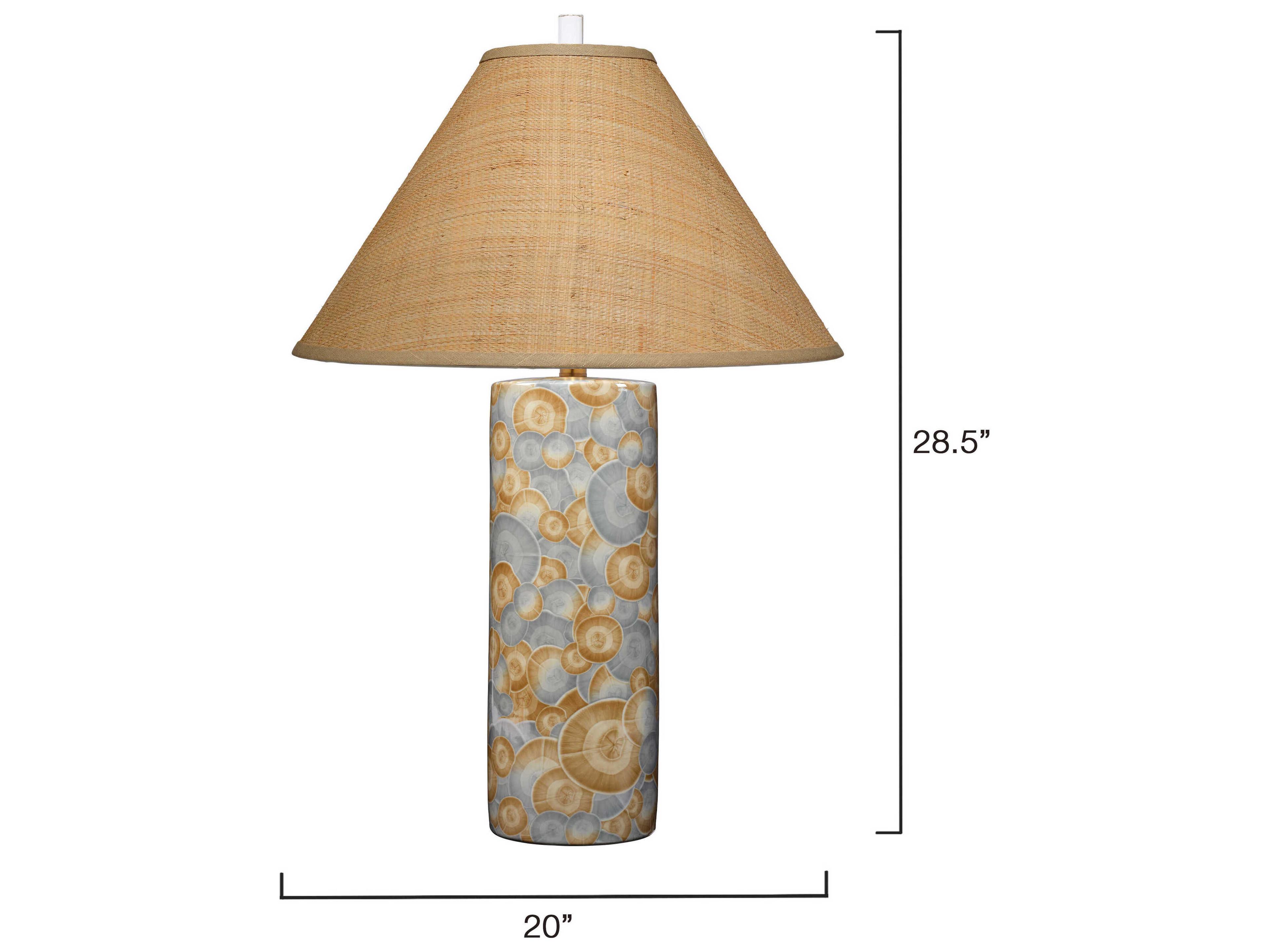 Jamie Young Serene Blue Cone Raffia Trim Buffet Lamp