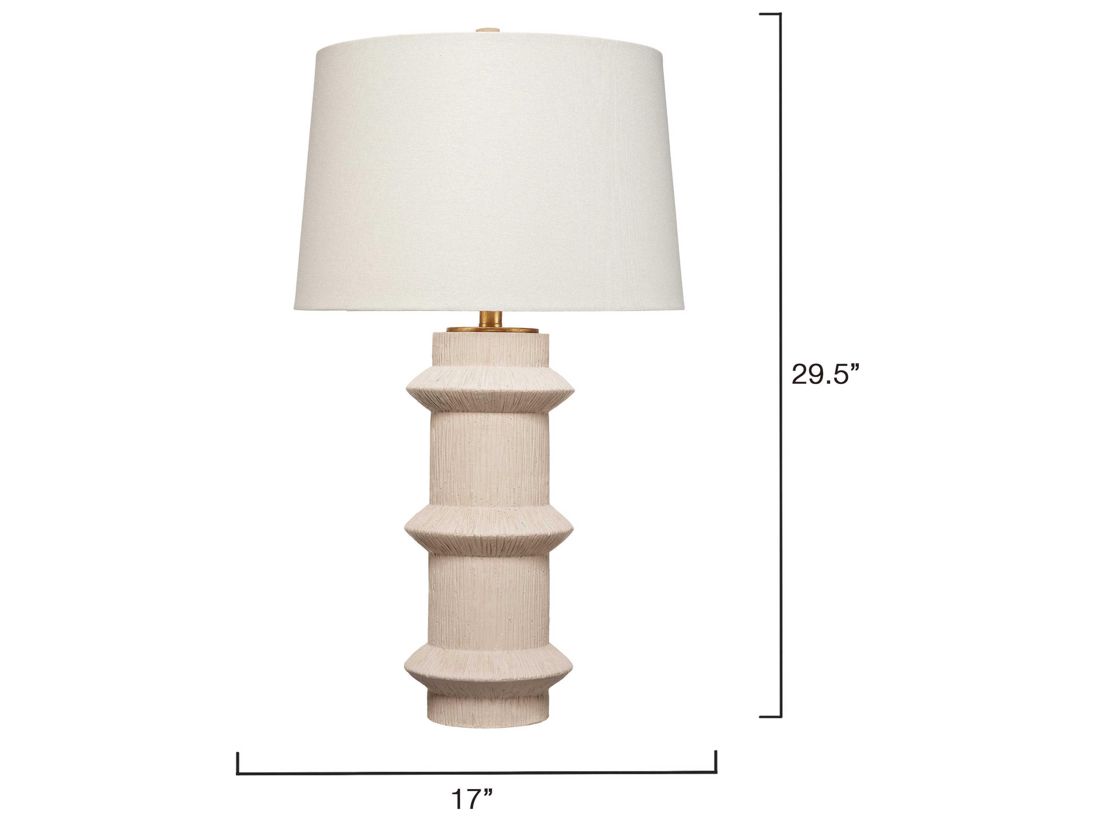 Jamie Young Trousdale Textured Cream Tapered Drum White Linen Rolled Edge Off Buffet Lamp