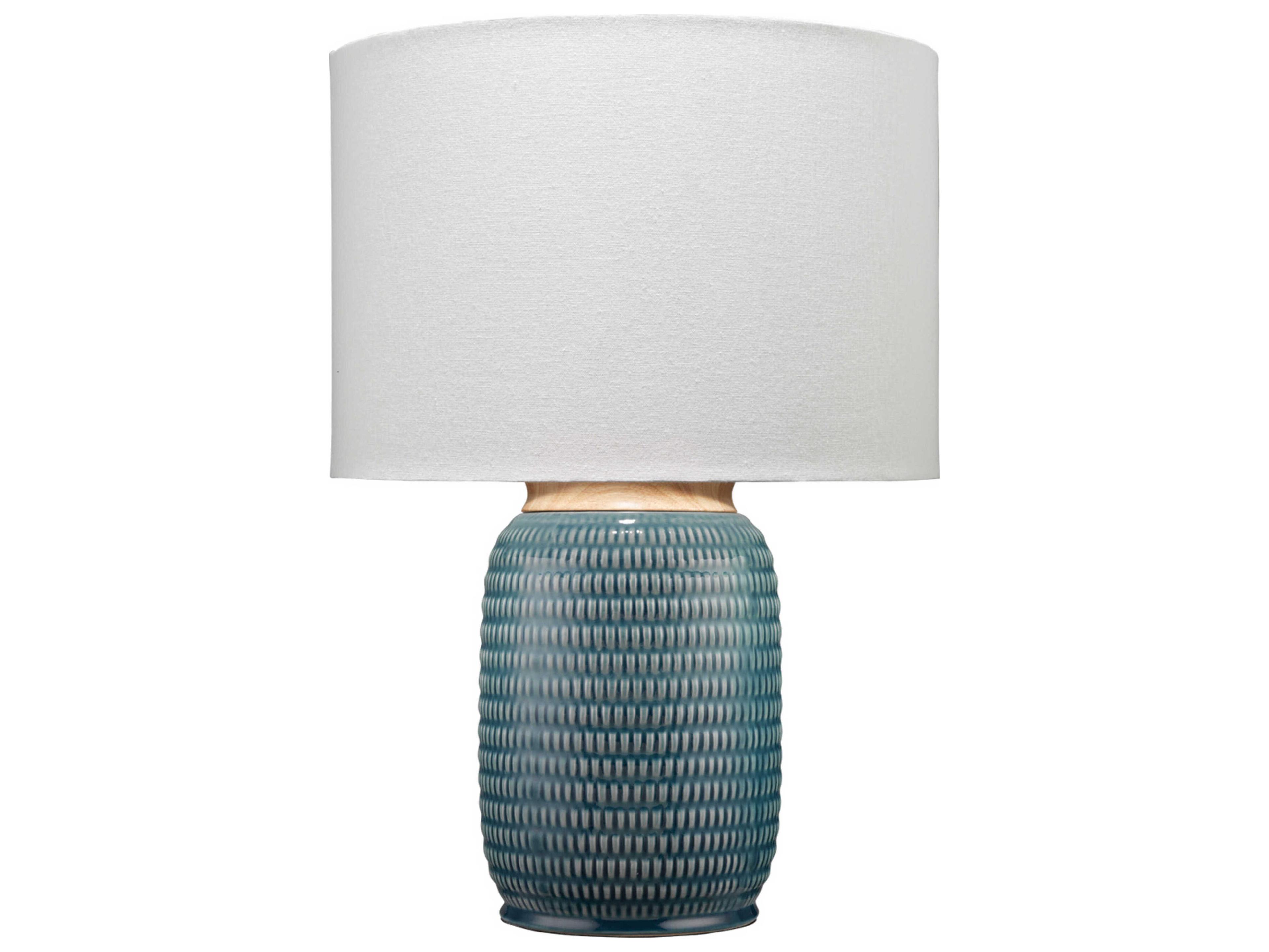Jamie Young Graham Blue Linen Cream Drum Buffet Lamp