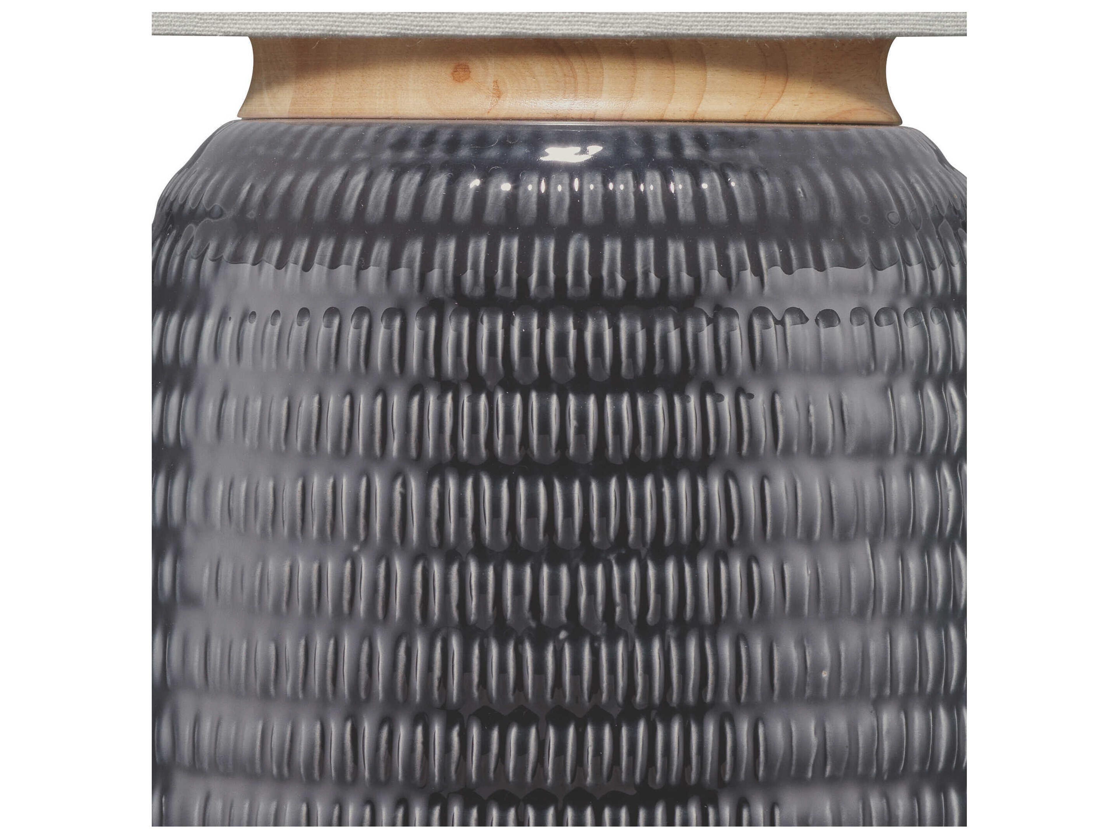 Jamie Young Graham Navy Linen Cream Drum Blue Buffet Lamp