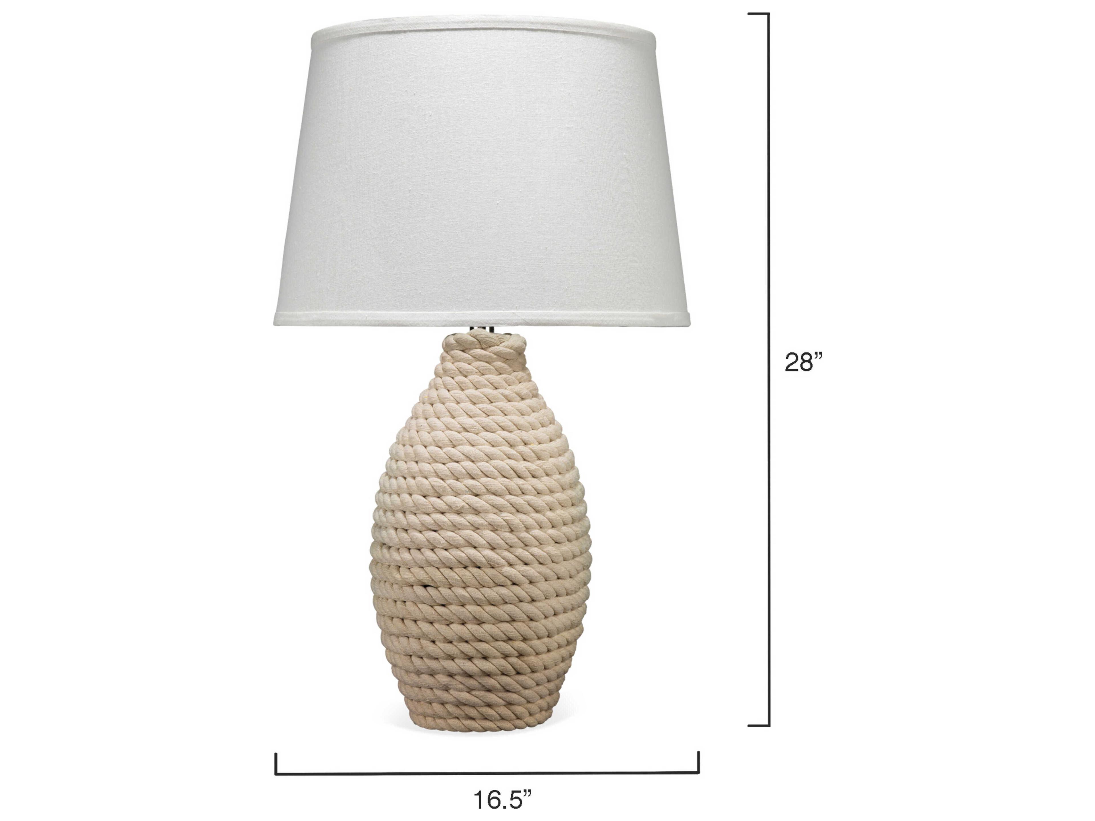Jamie Young Rope Linen Cream Cone Off White Buffet Lamp