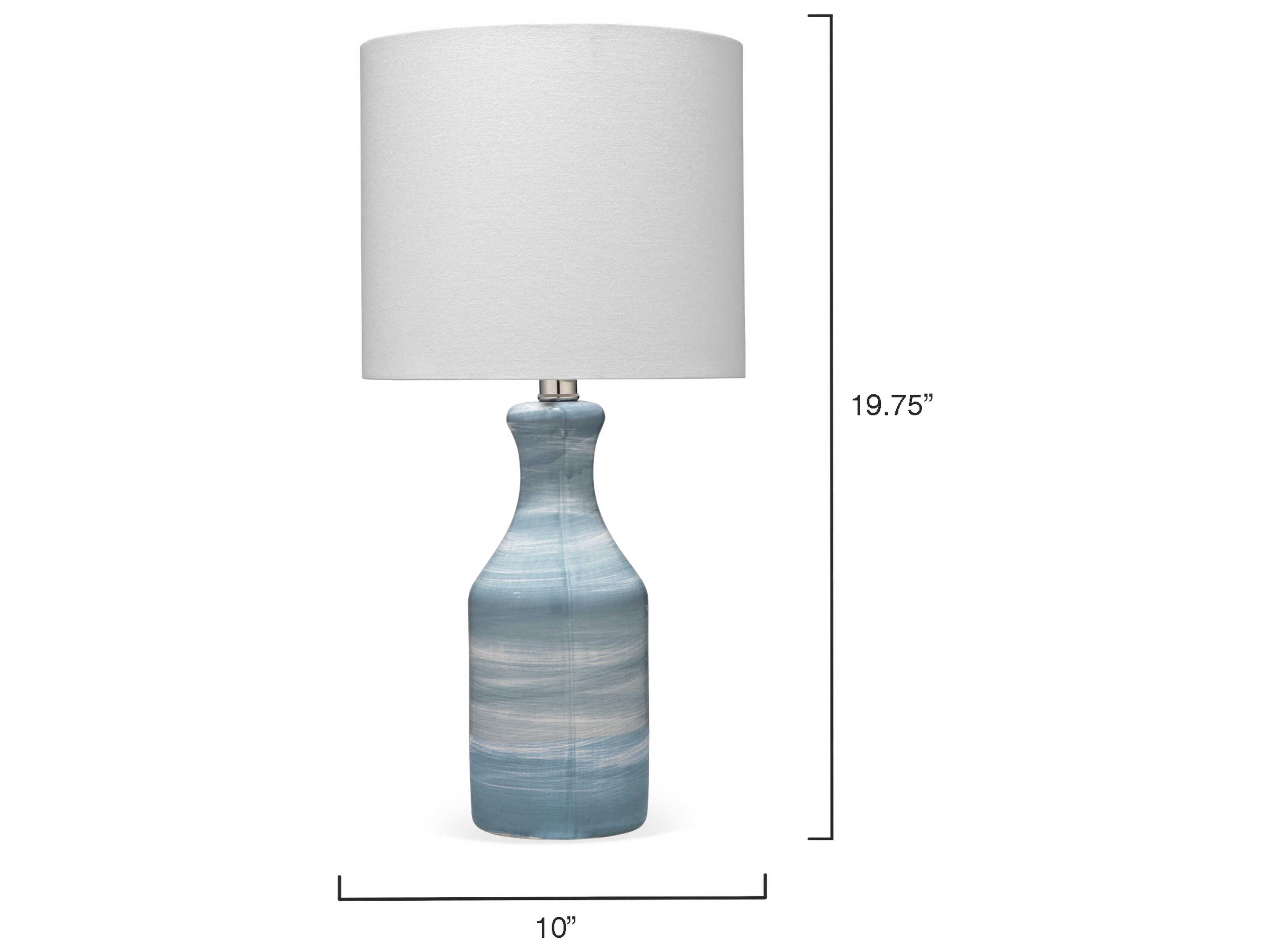 Jamie Young Bungalow Blue Linen White Drum Table Lamp