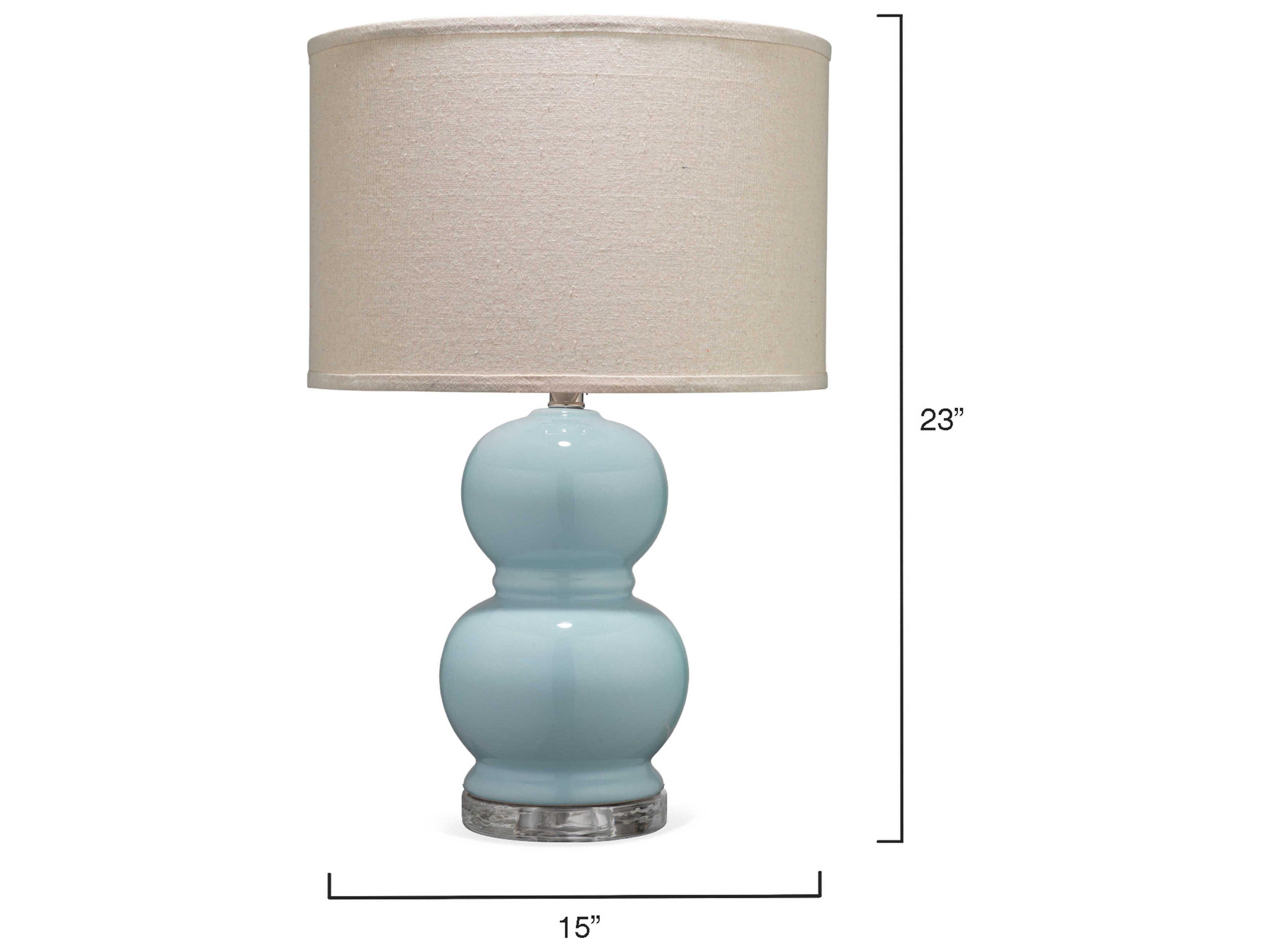 Jamie Young Bubble Light Blue Pebble Linen Drum Table Lamp