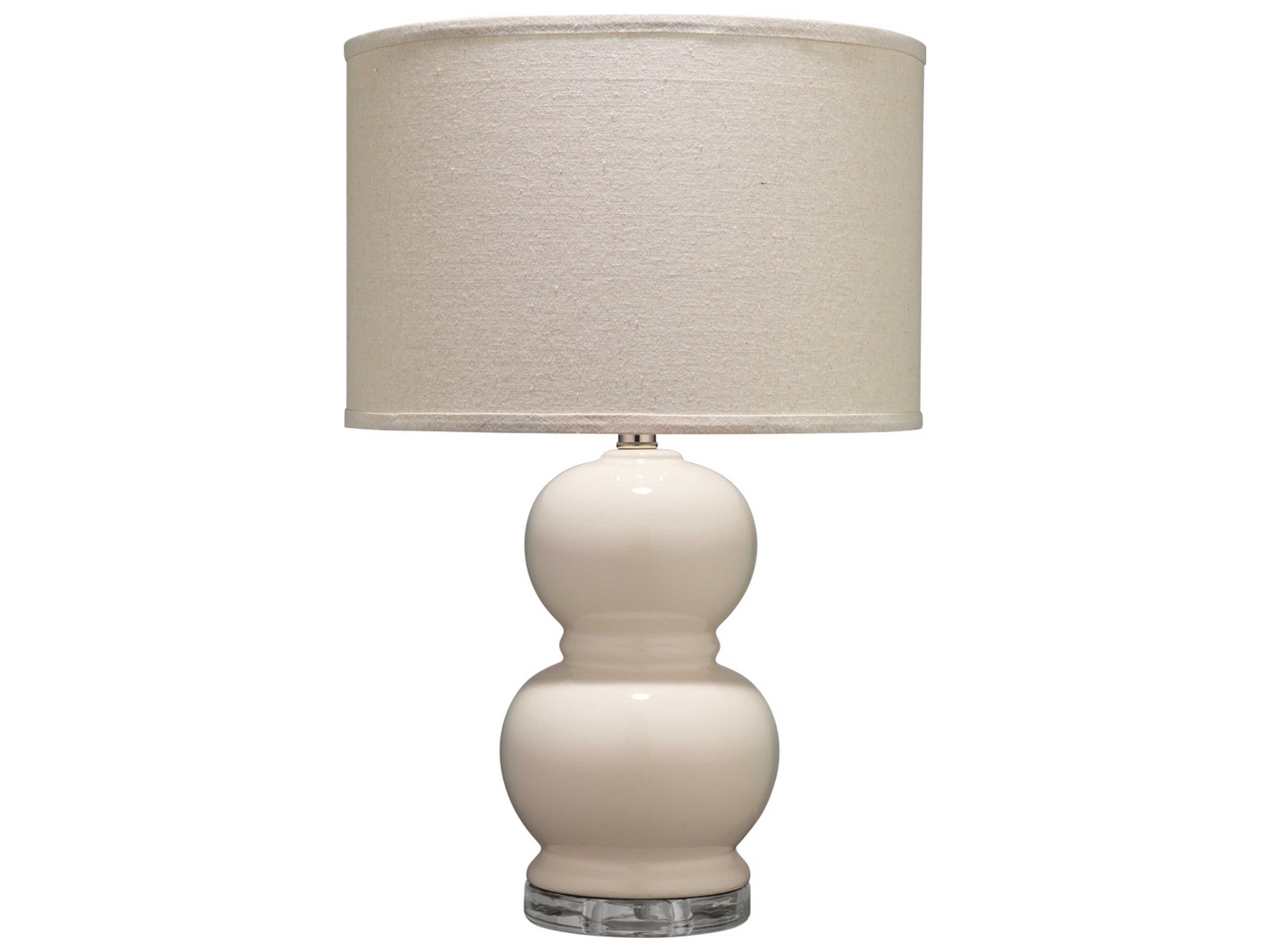 Jamie Young Bubble Cream Pebble Linen Drum Off White Table Lamp