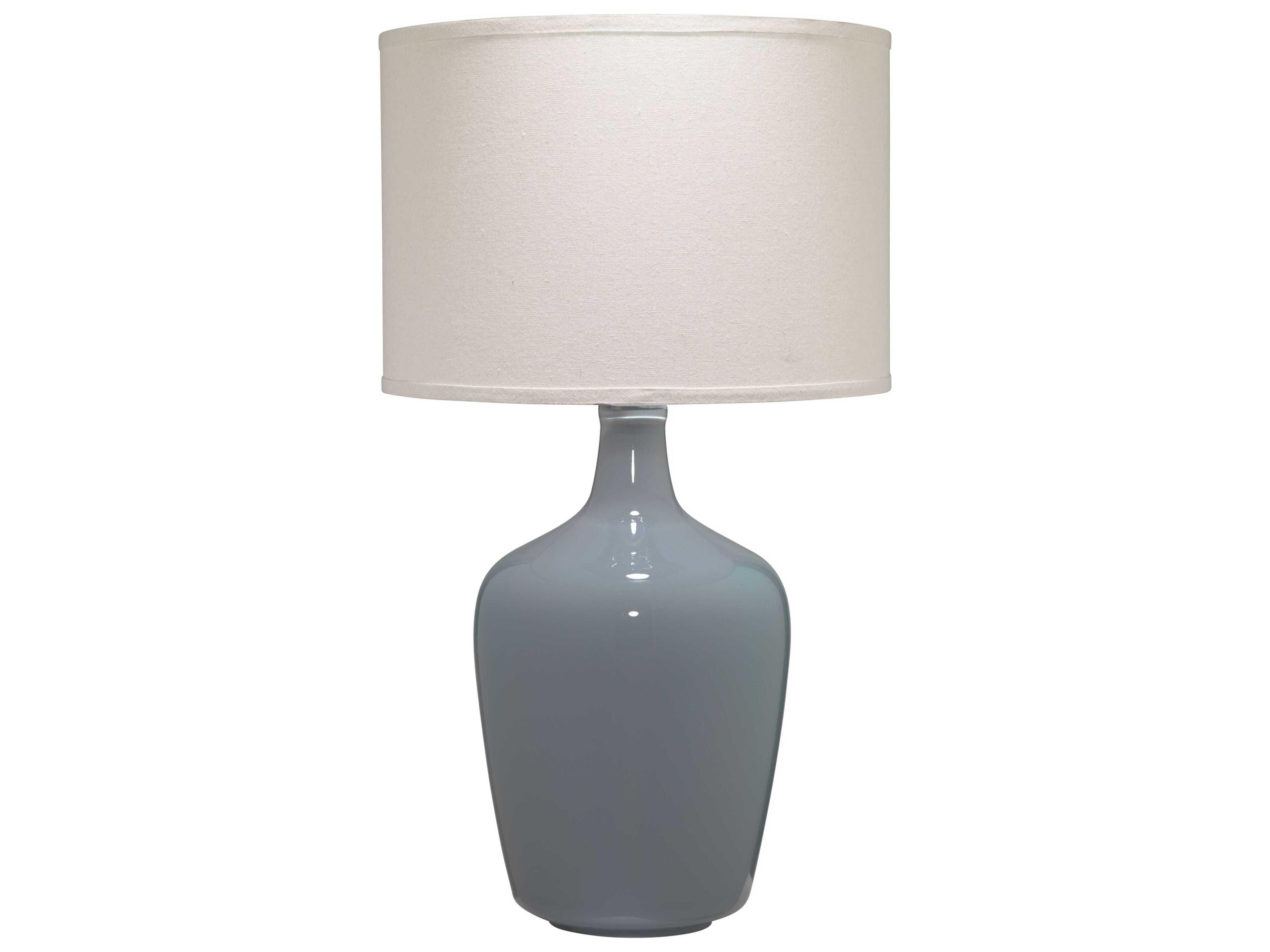 Jamie Young Plum Grey Linen Drum With Top And Bottom Trim Buffet Lamp