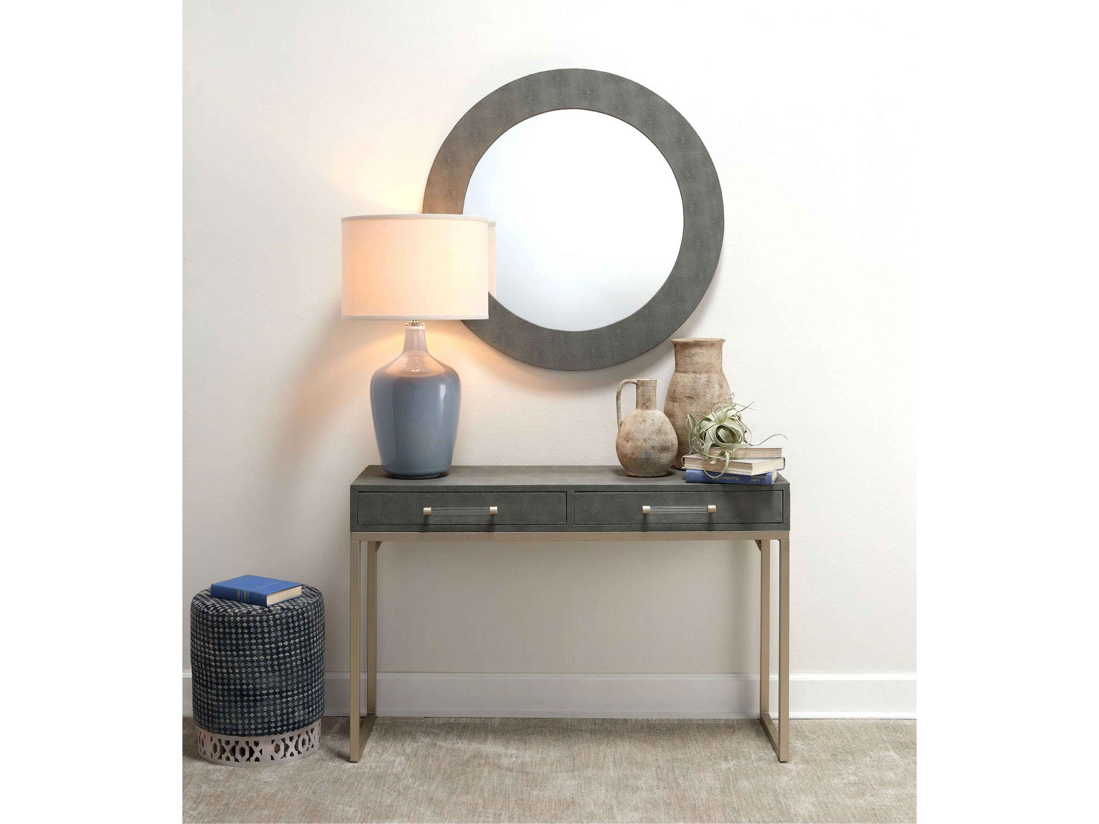 Jamie Young Plum Grey Linen Drum With Top And Bottom Trim Buffet Lamp