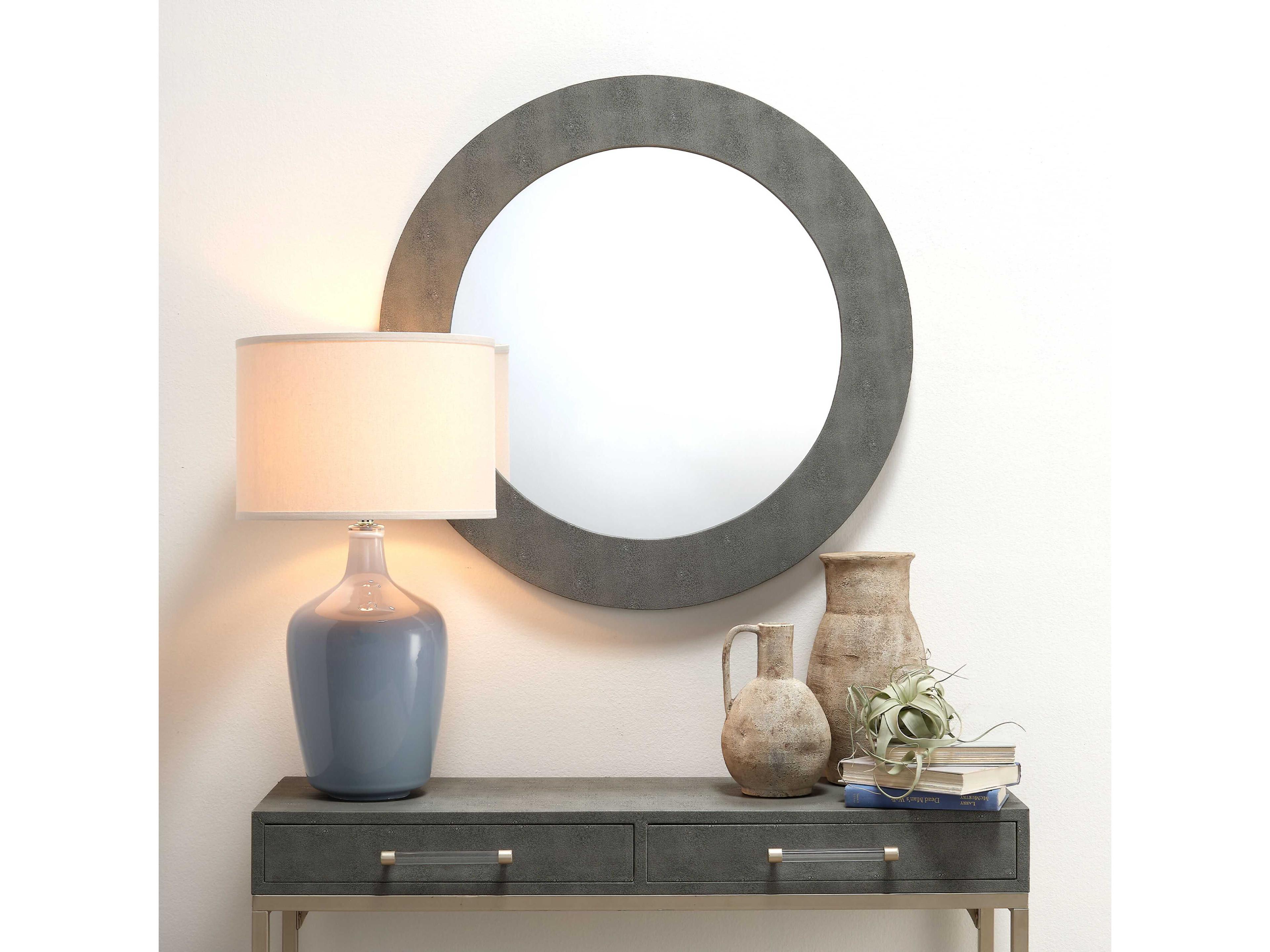 Jamie Young Plum Grey Linen Drum With Top And Bottom Trim Buffet Lamp