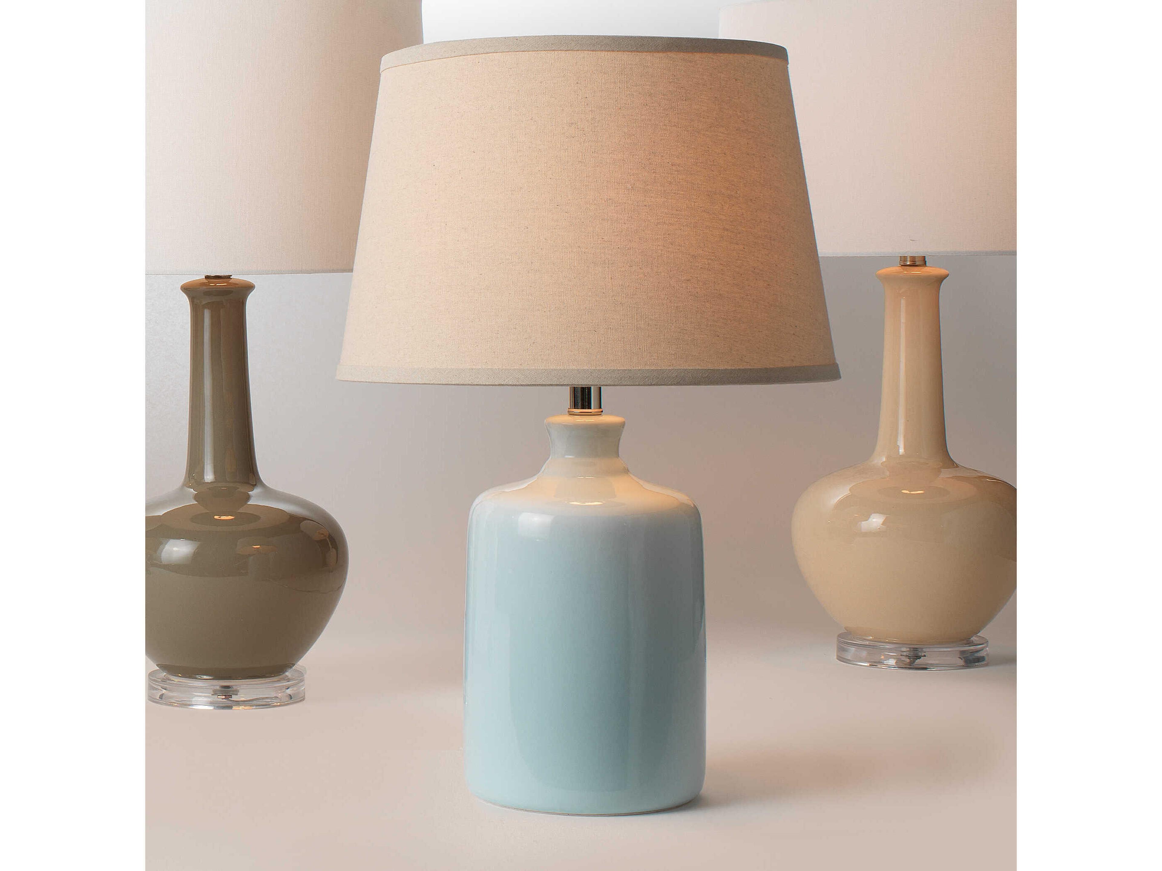Jamie Young Milk Jug Light Blue Pebble Linen Cone Table Lamp