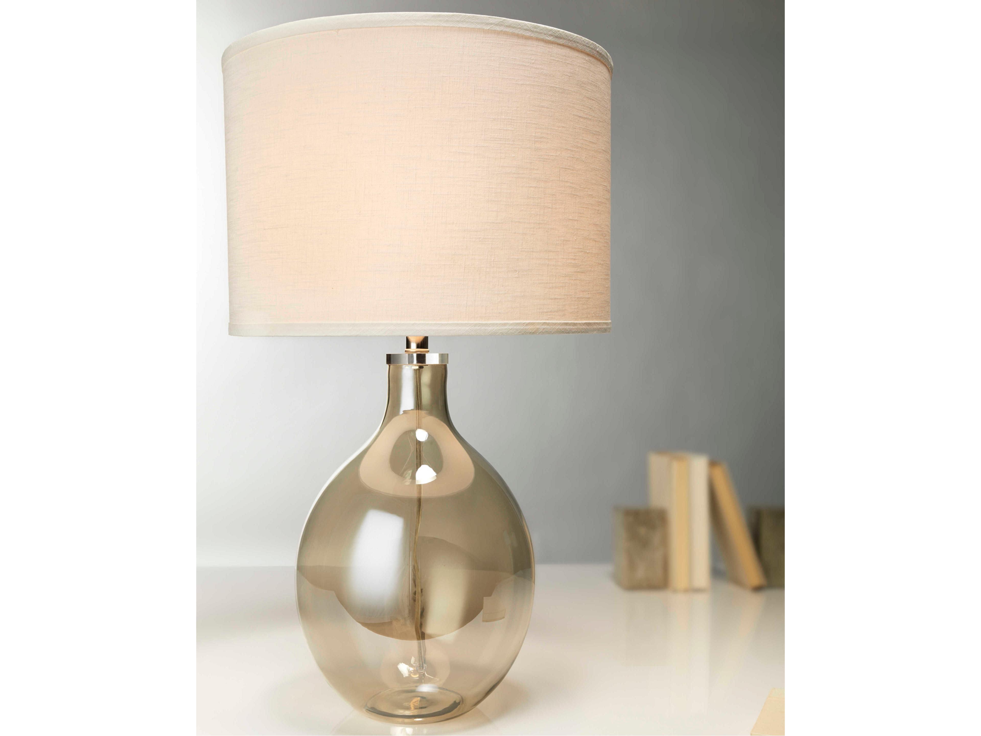 Jamie Young Juliette Grey Linen Drum In Sea Salt Buffet Lamp