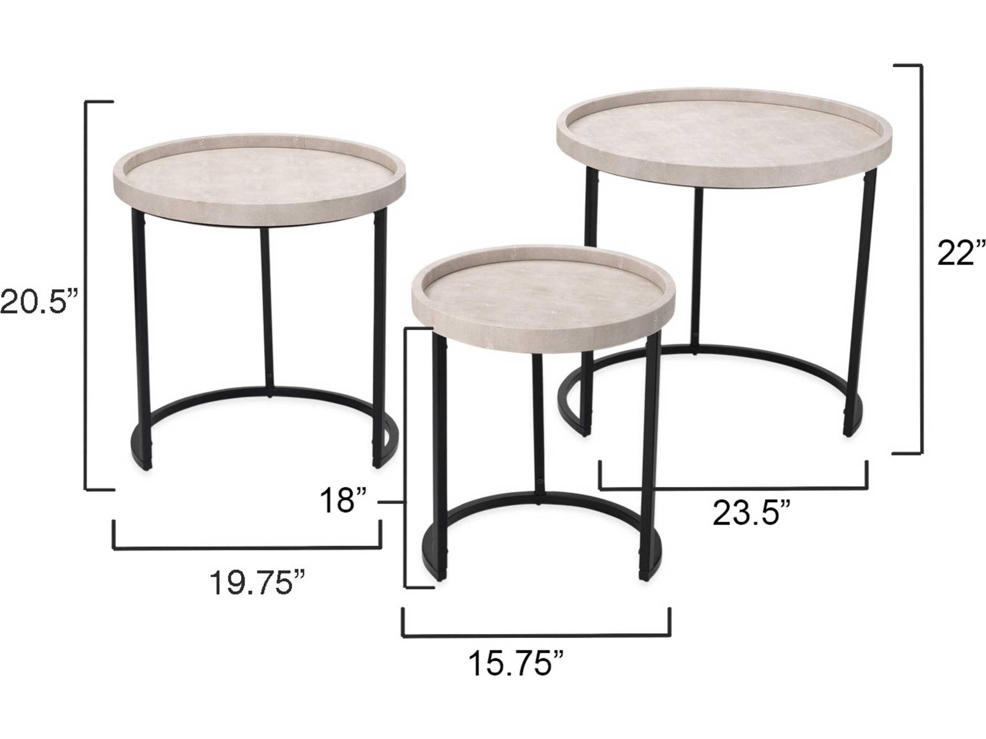 Jamie Young Maddox Round Faux Leather Cream End Table