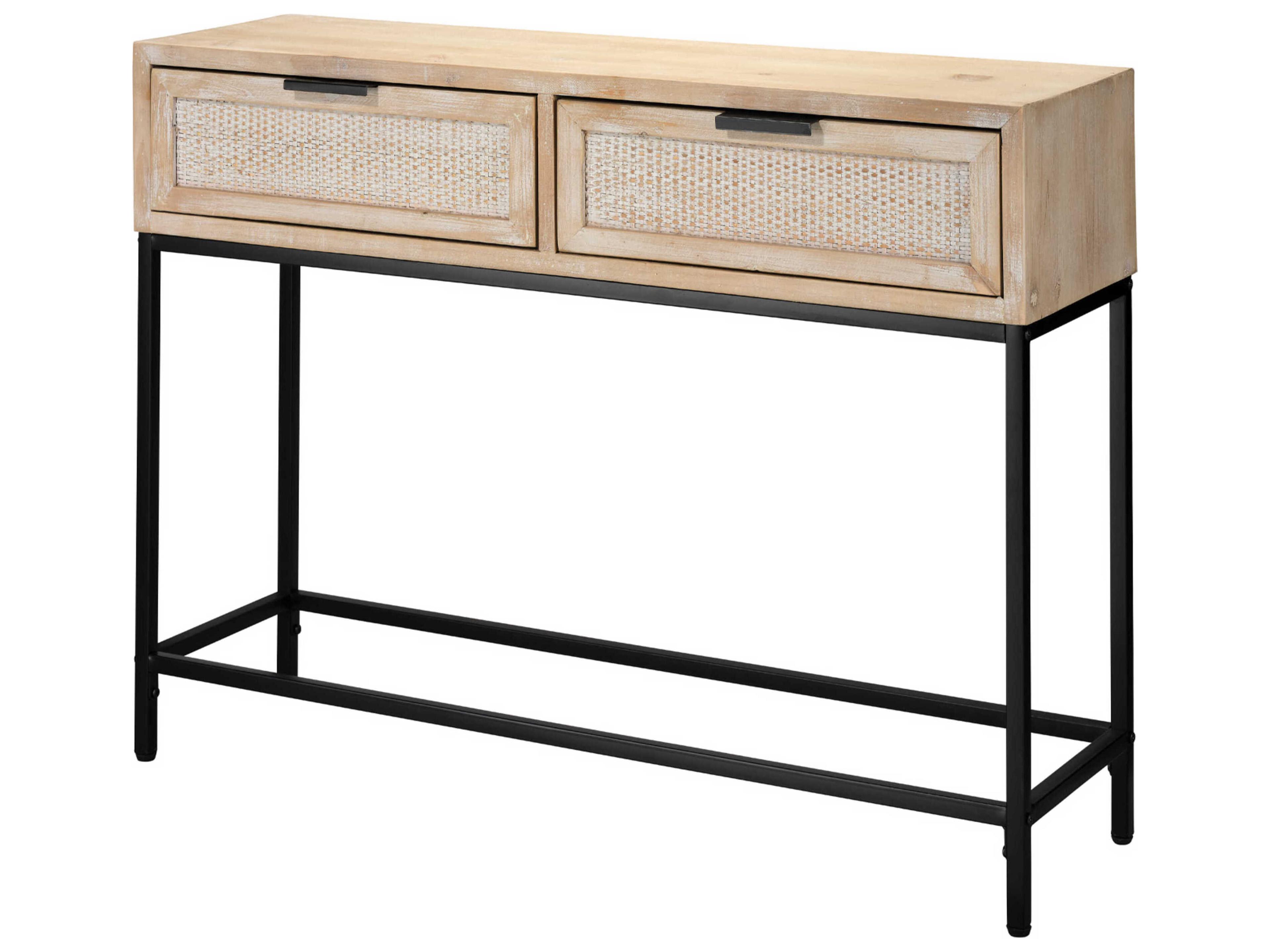 Reed Rectangular Wood Brown Console Table