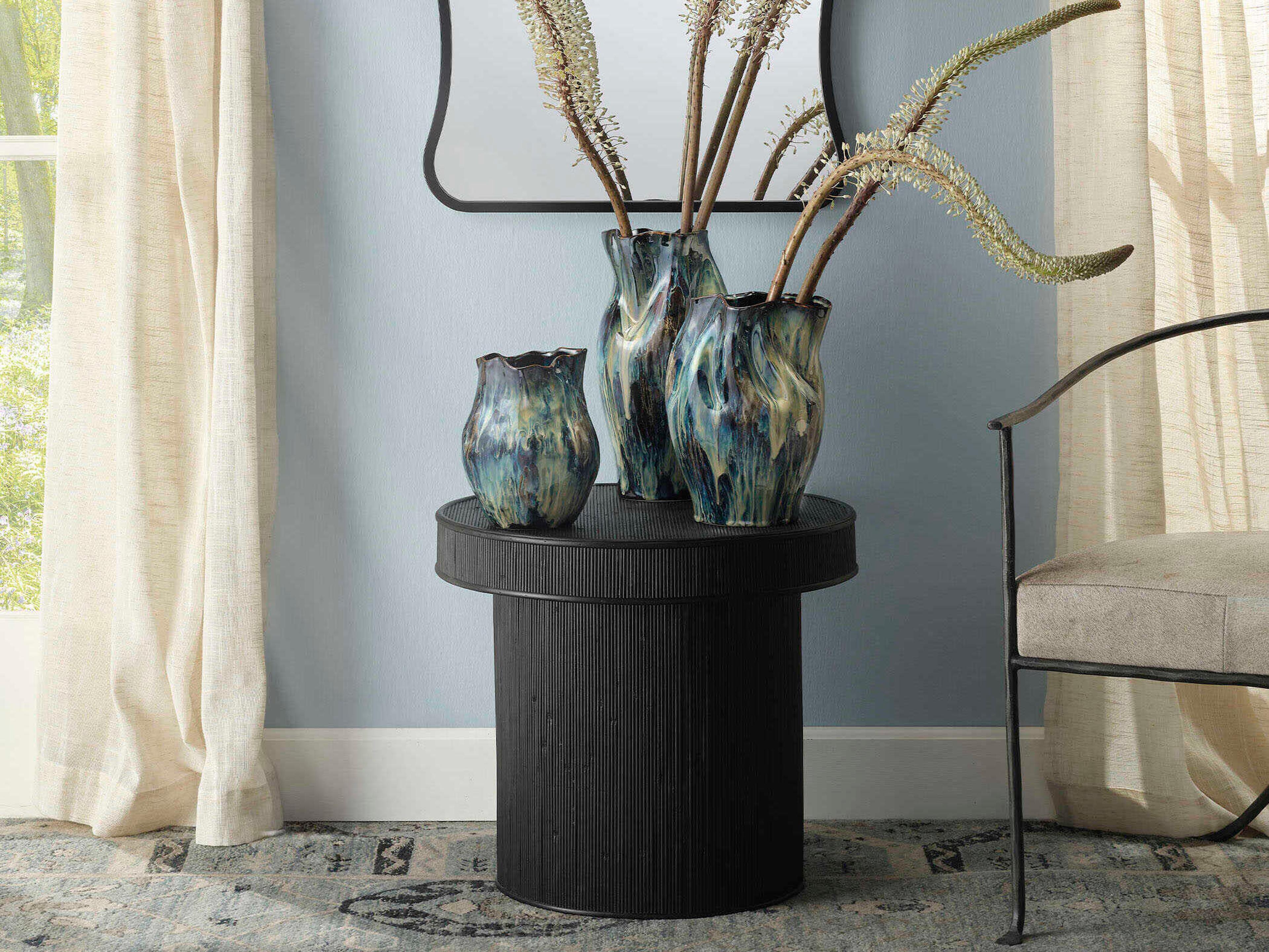 Jamie Young Taylor Round Bamboo Black End Table