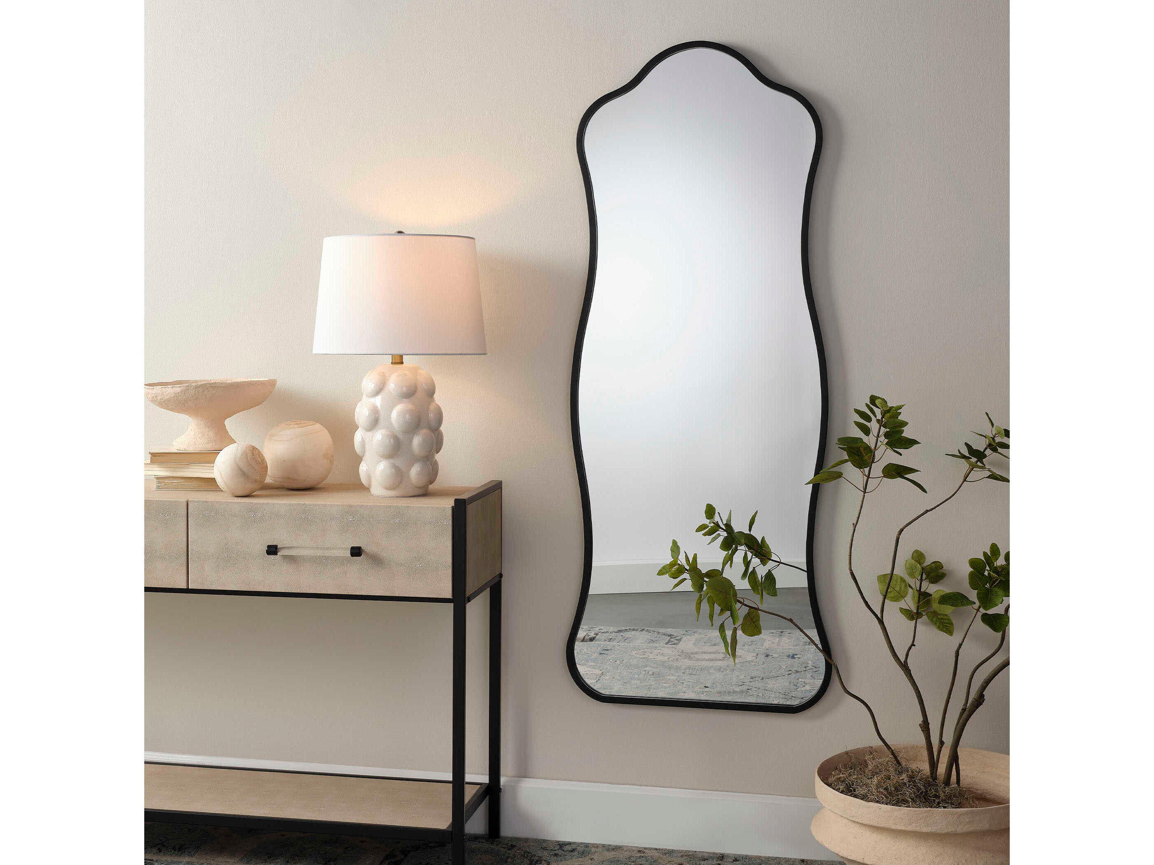 Jamie Young Aurora Satin Black Wall Mirror