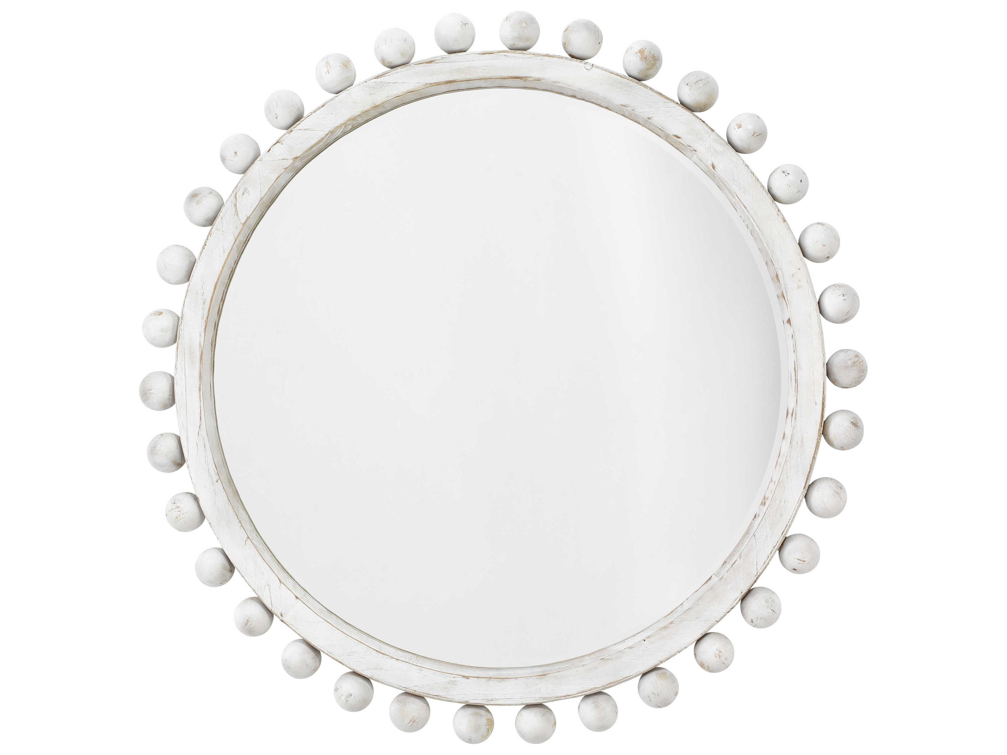 Brighton White Washed Round Wall Mirror