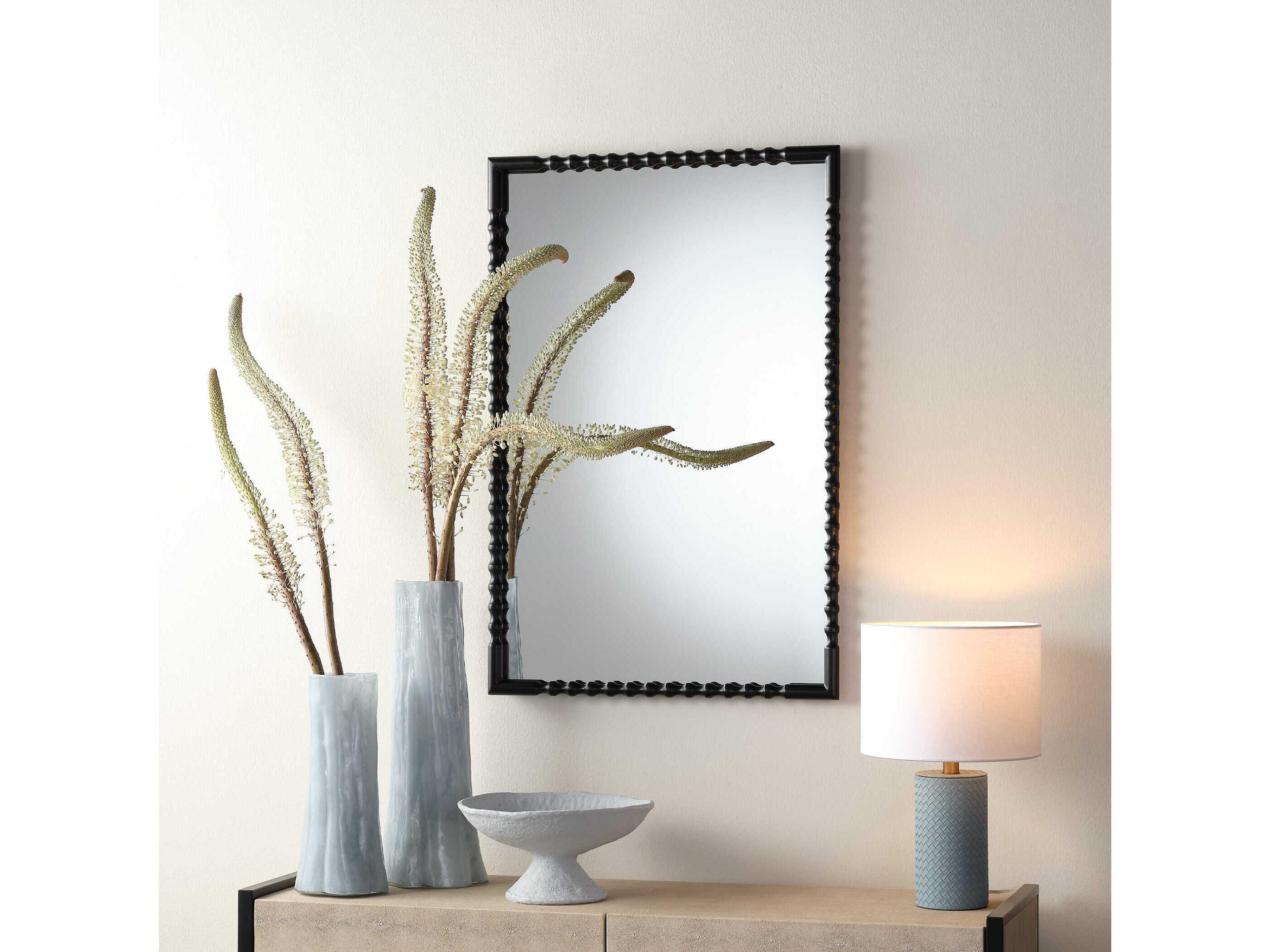 Jamie Young Particle Satin Black Rectangular Wall Mirror