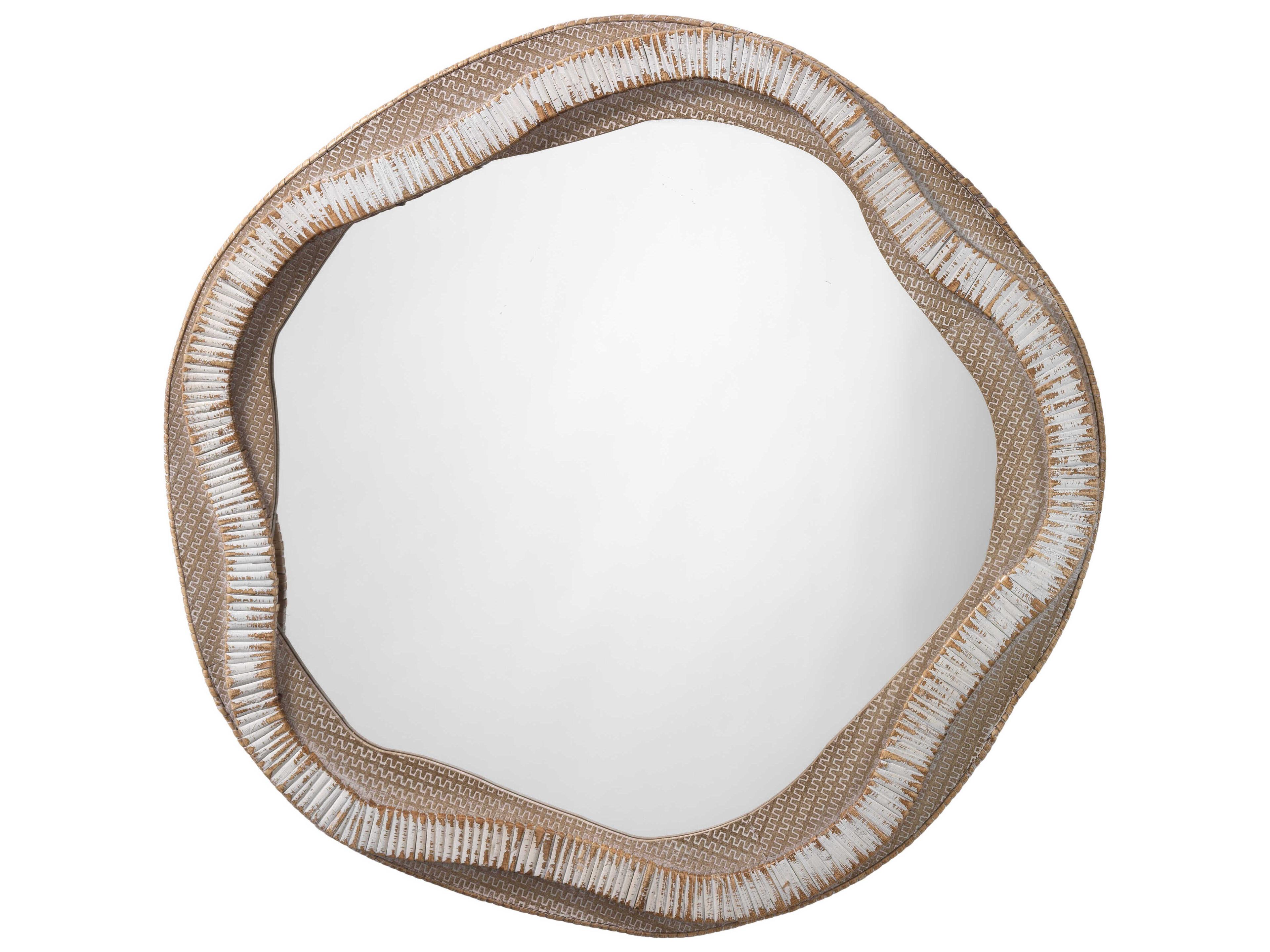 River Beige Cream Round Wall Mirror