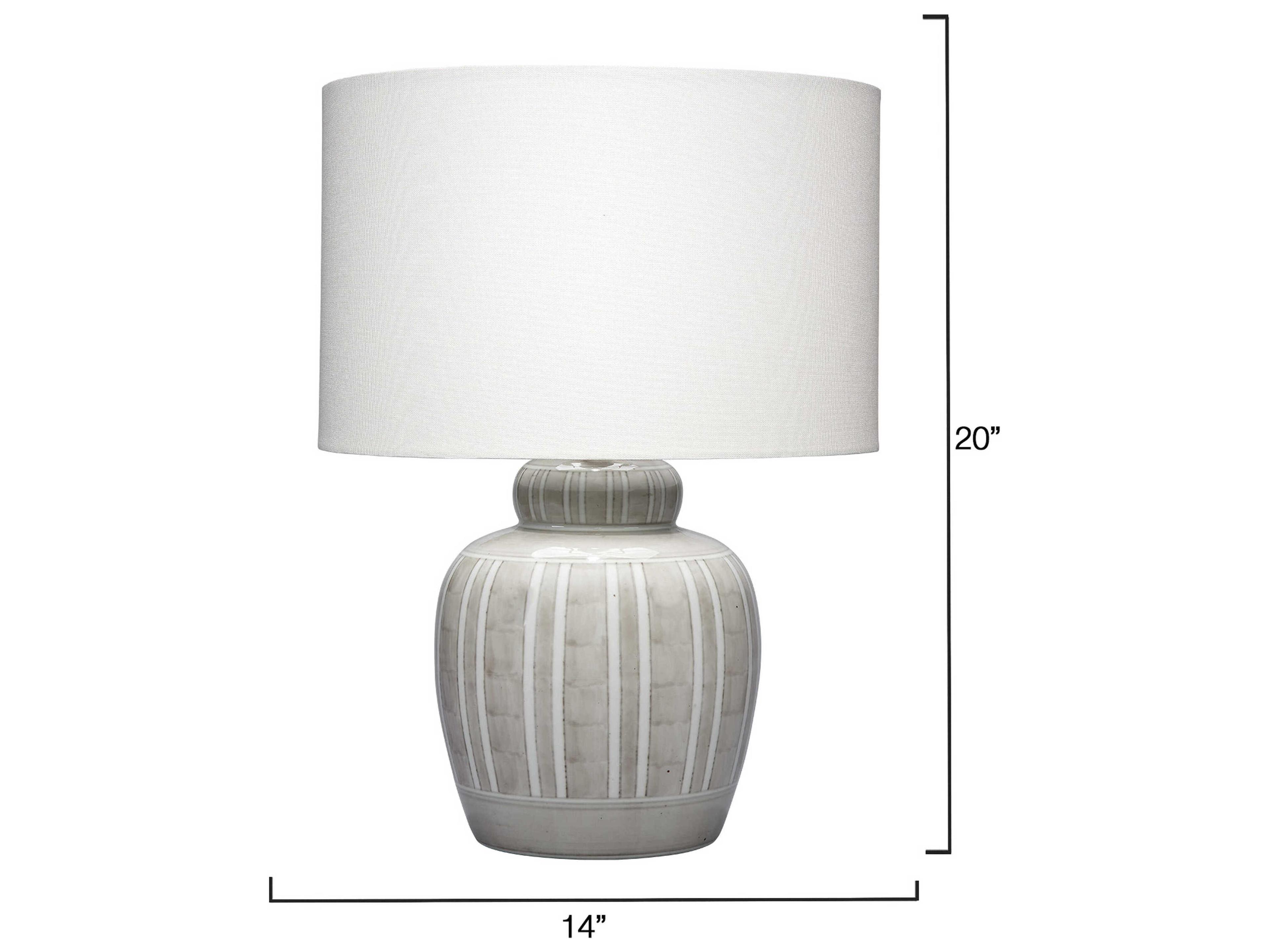 Jamie Young Arthur Light Grey White Cream Linen Table Lamp