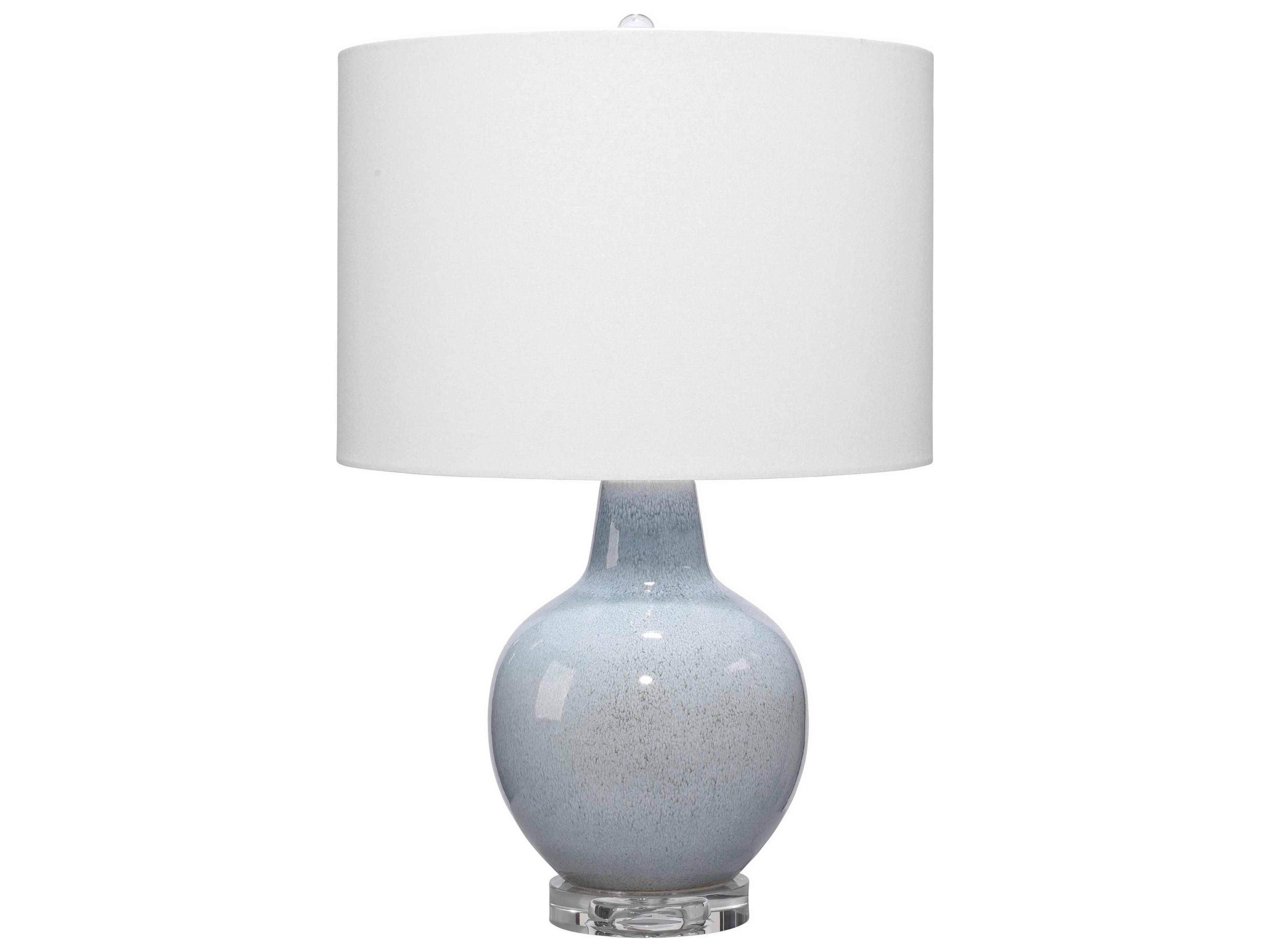 Aubrey Blue White Cotton Drum Table Lamp