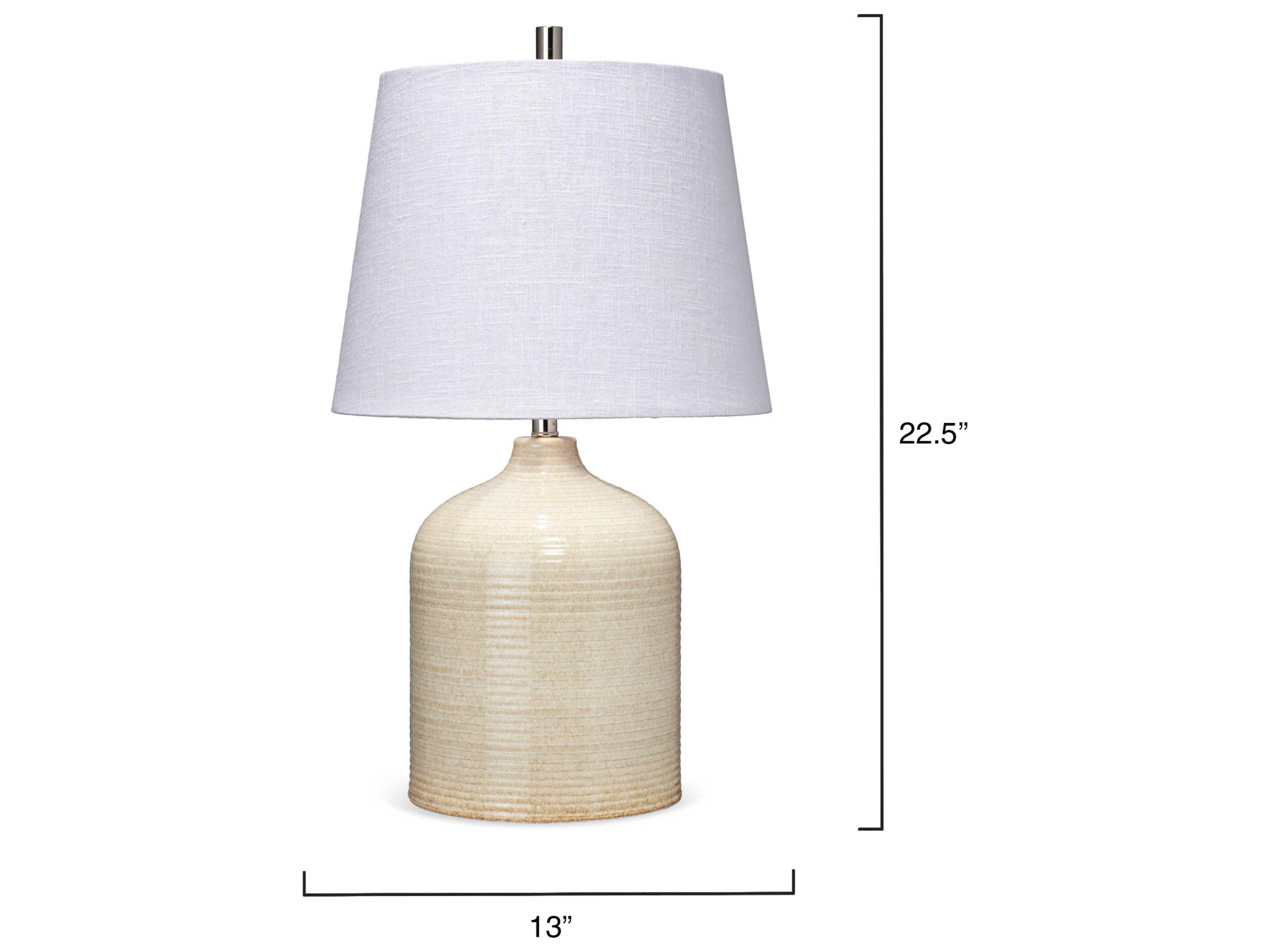 Jamie Young Au Taupe White Linen Cone Rolled Edge Off Table Lamp