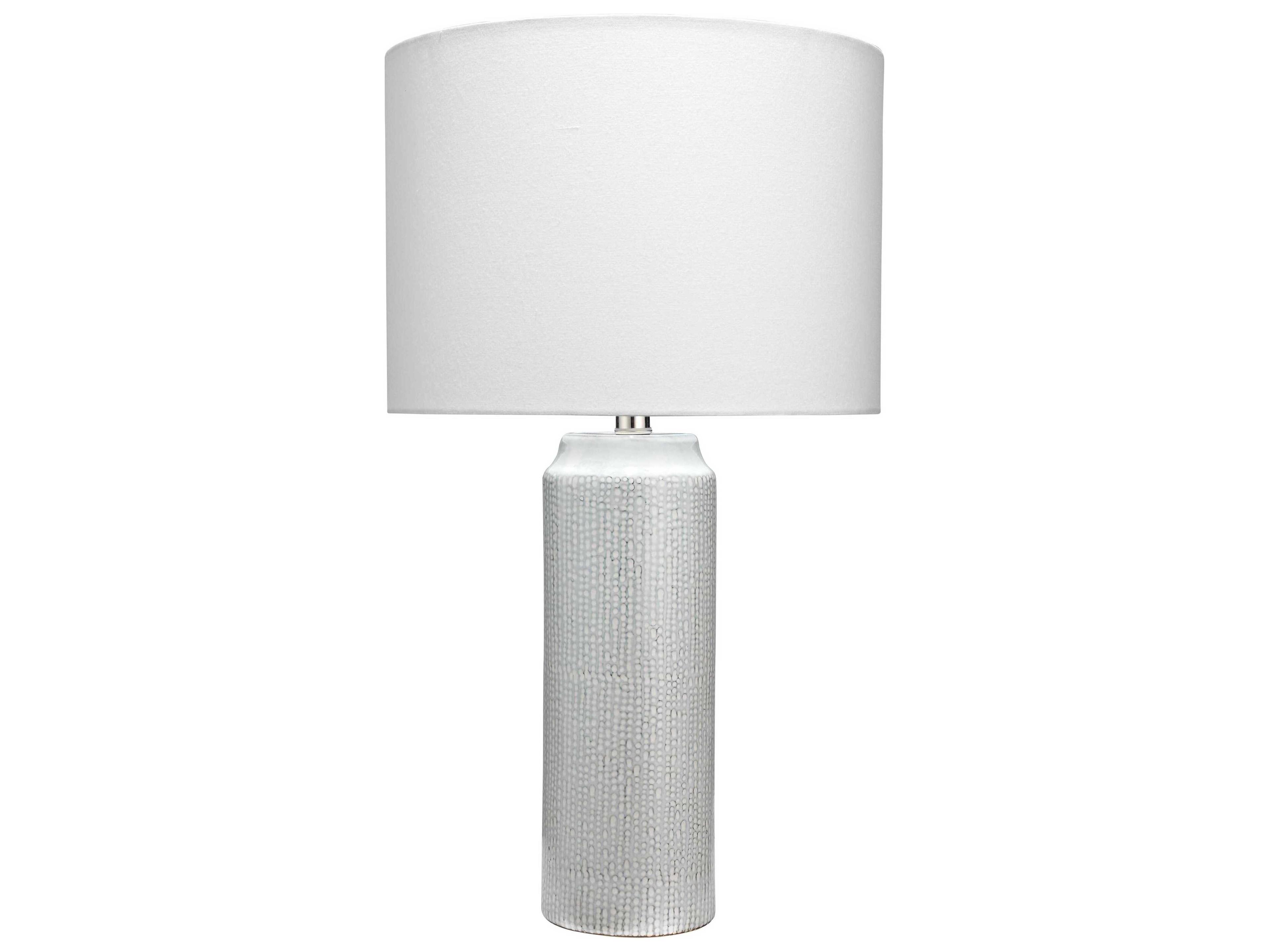 Jamie Young Bella Blue Linen White Drum Buffet Lamp