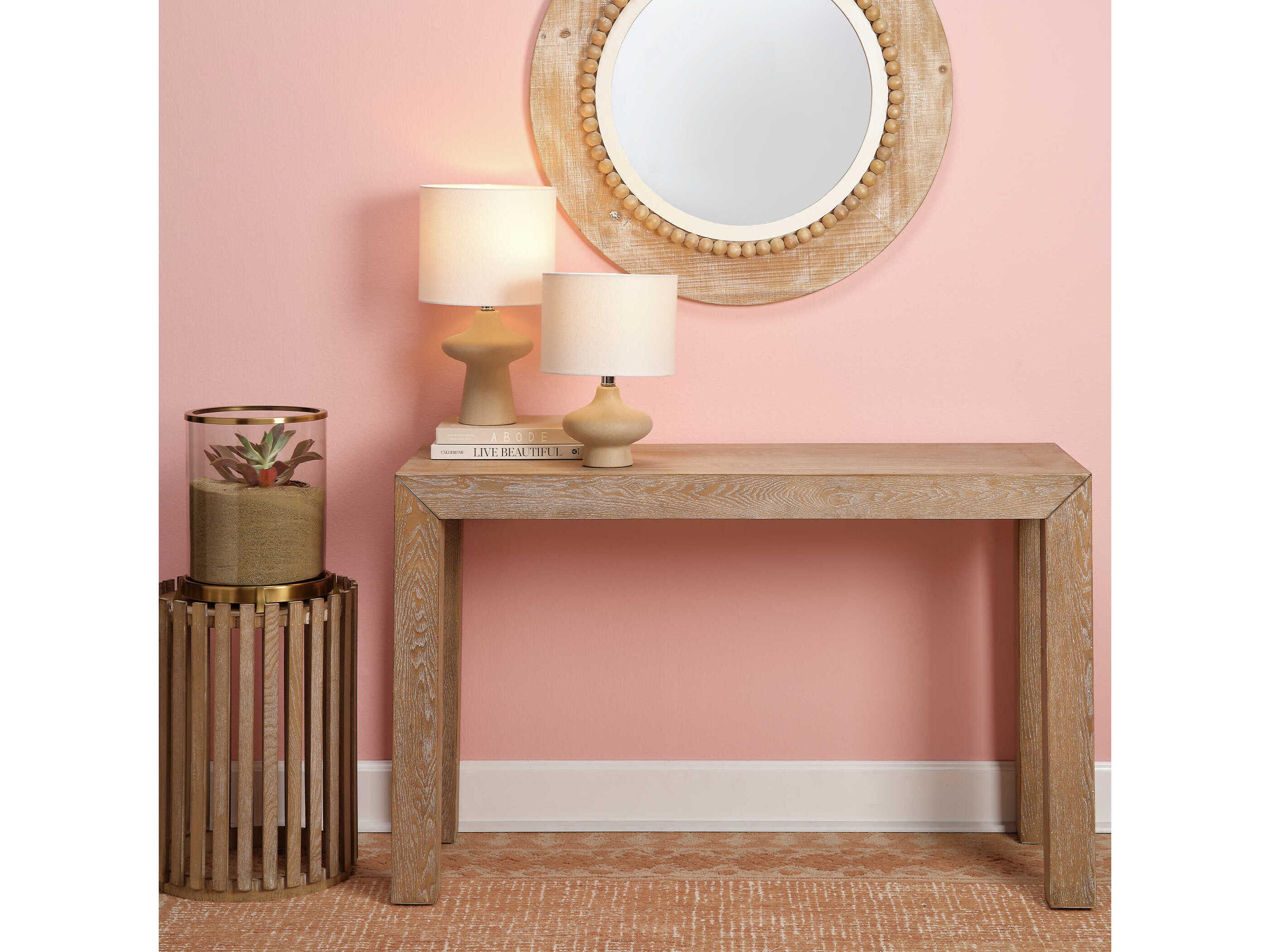 Jamie Young Dawkins Beige Linen Tapered Off White Table Lamp