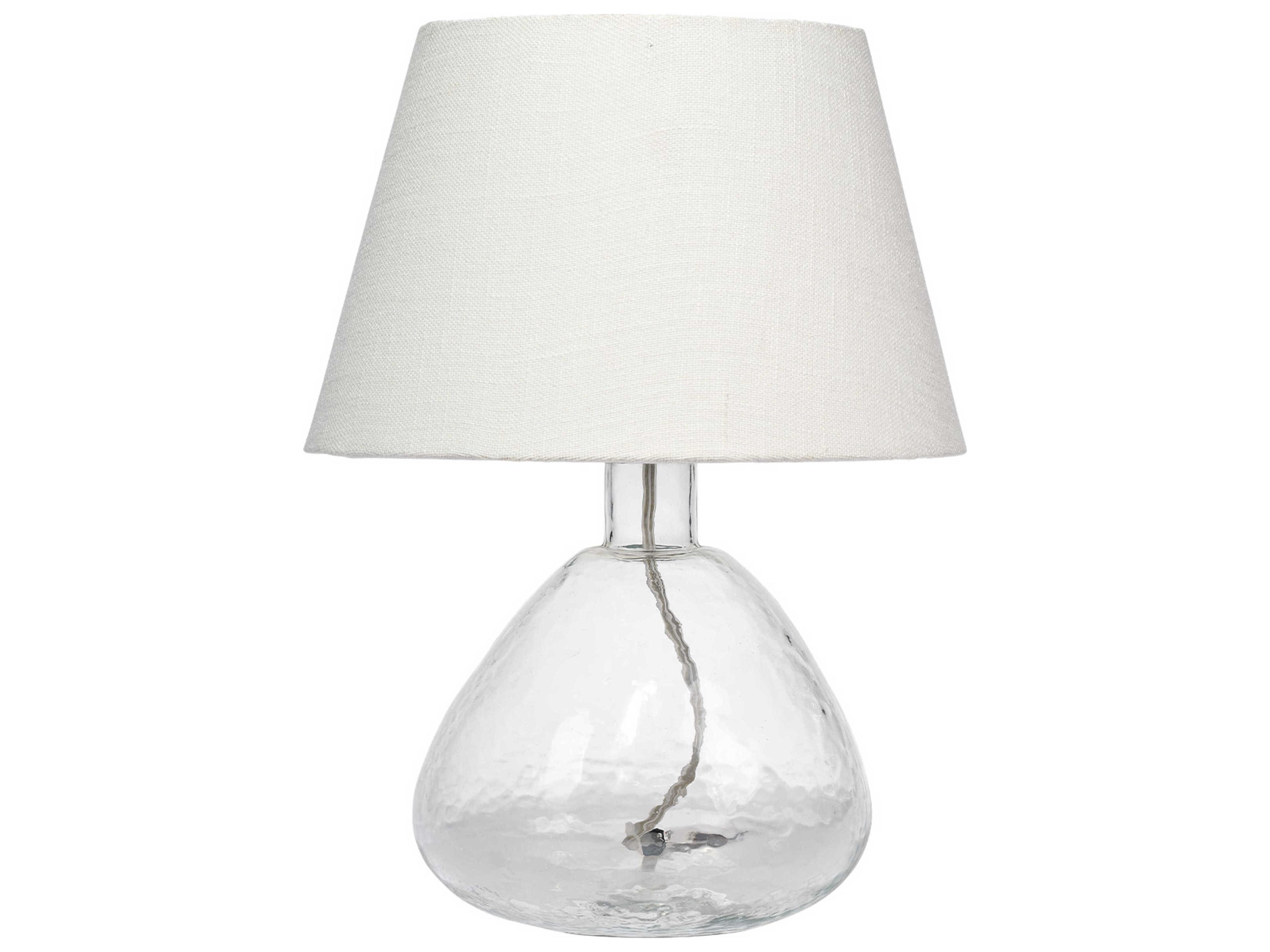 Demi Clear Off White Linen Tapered Rolled Edge Table Lamp