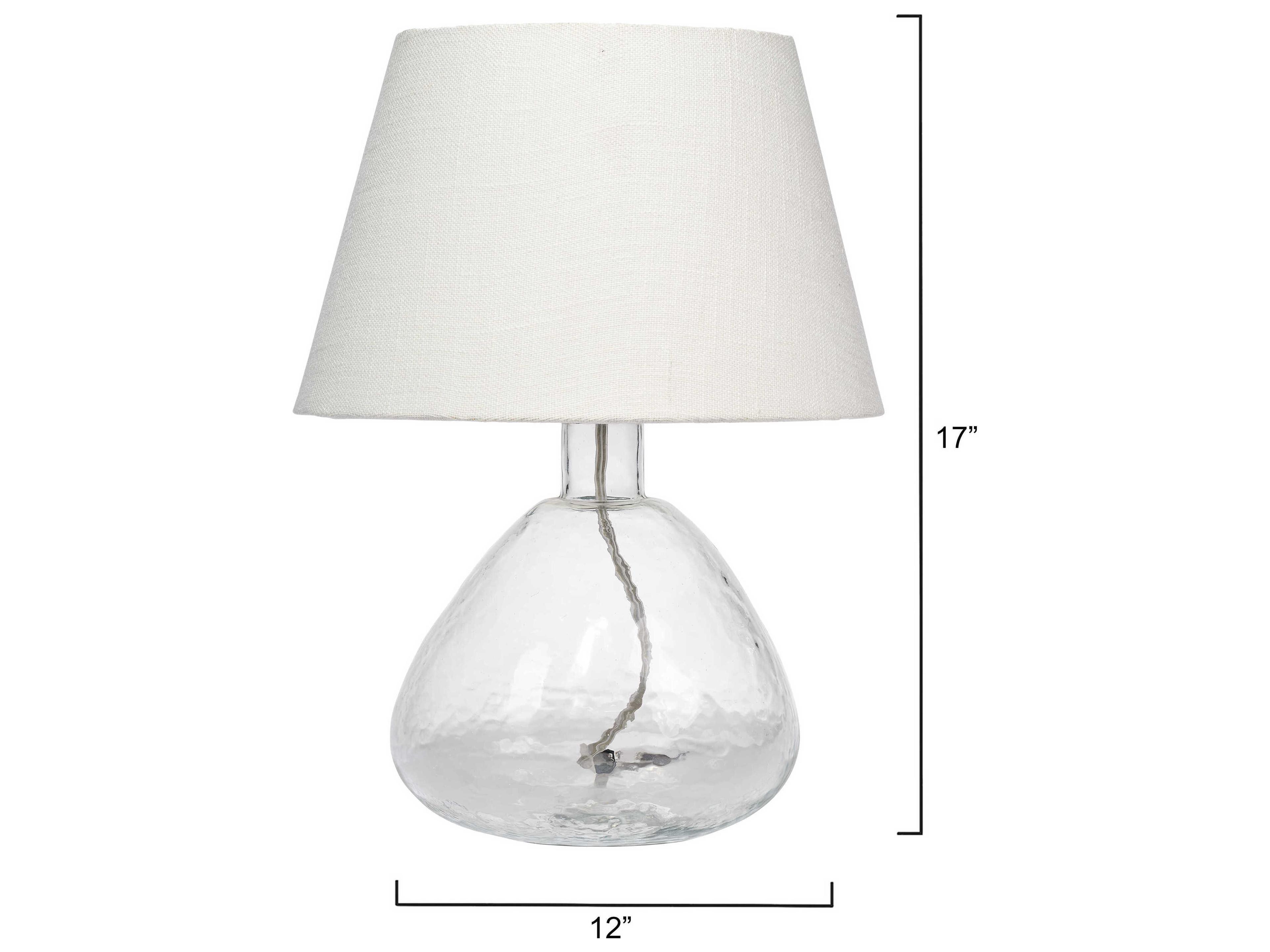Jamie Young Demi Clear Off White Linen Tapered Rolled Edge Table Lamp