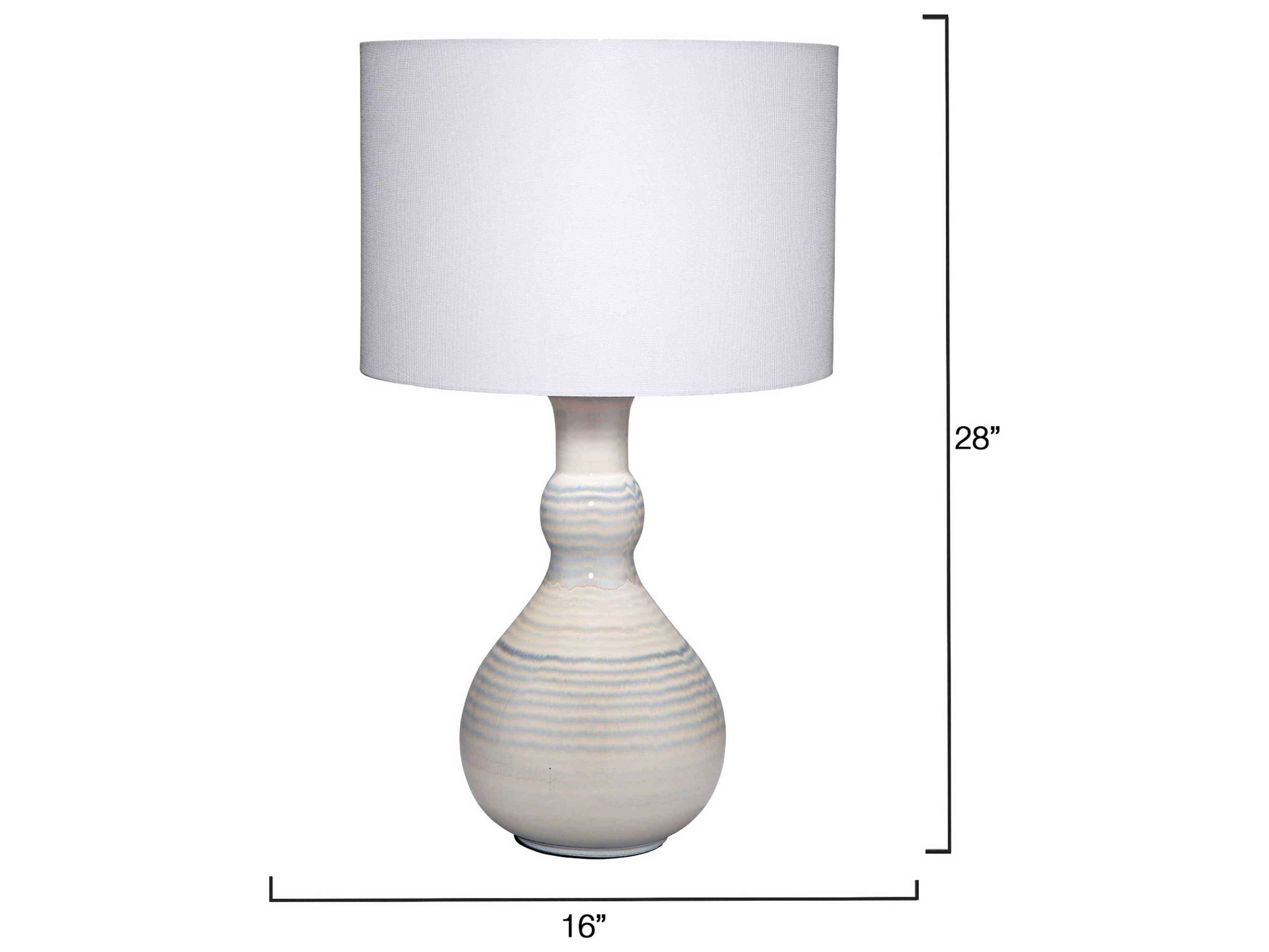 Jamie Young Droplet Striped Blue White Cream Linen Buffet Lamp
