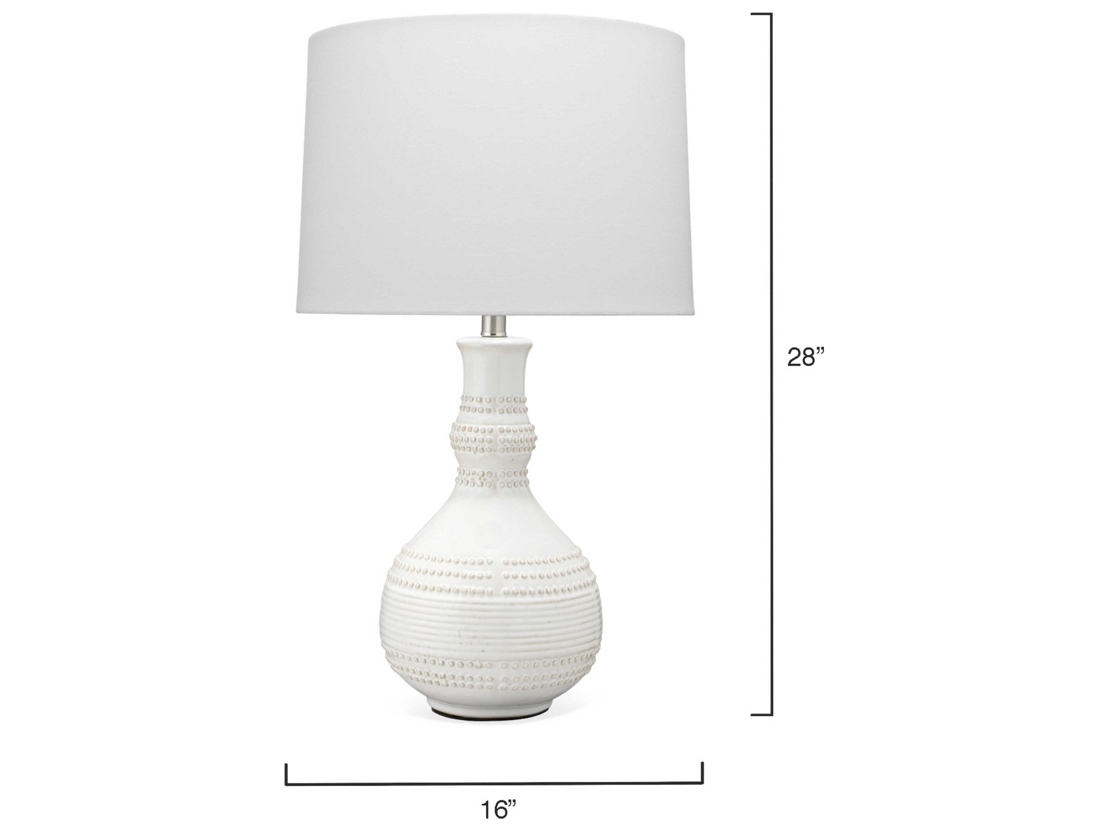 Jamie Young Droplet White Linen Cone Buffet Lamp