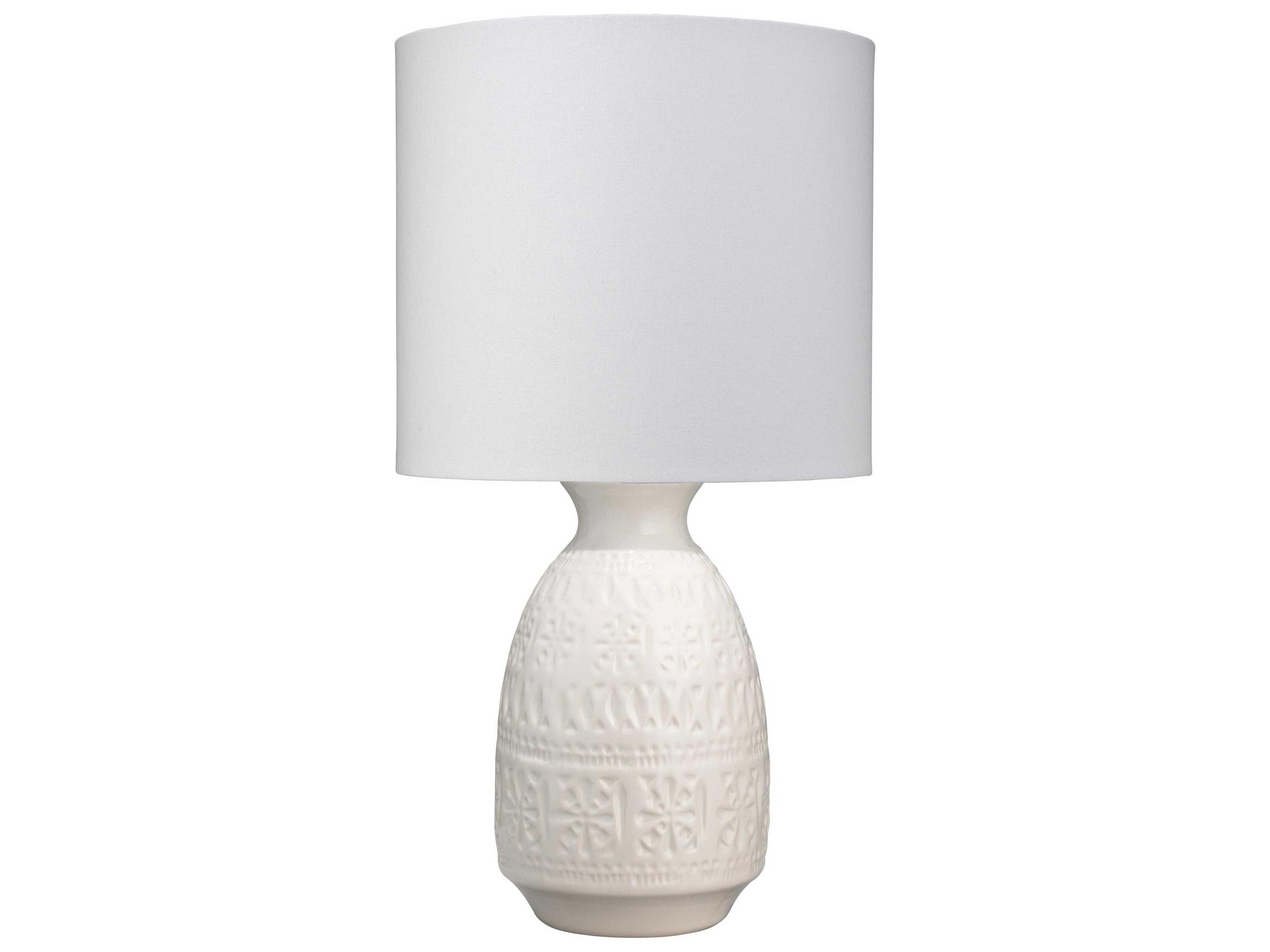 Jamie Young Frieze White Linen Drum Table Lamp