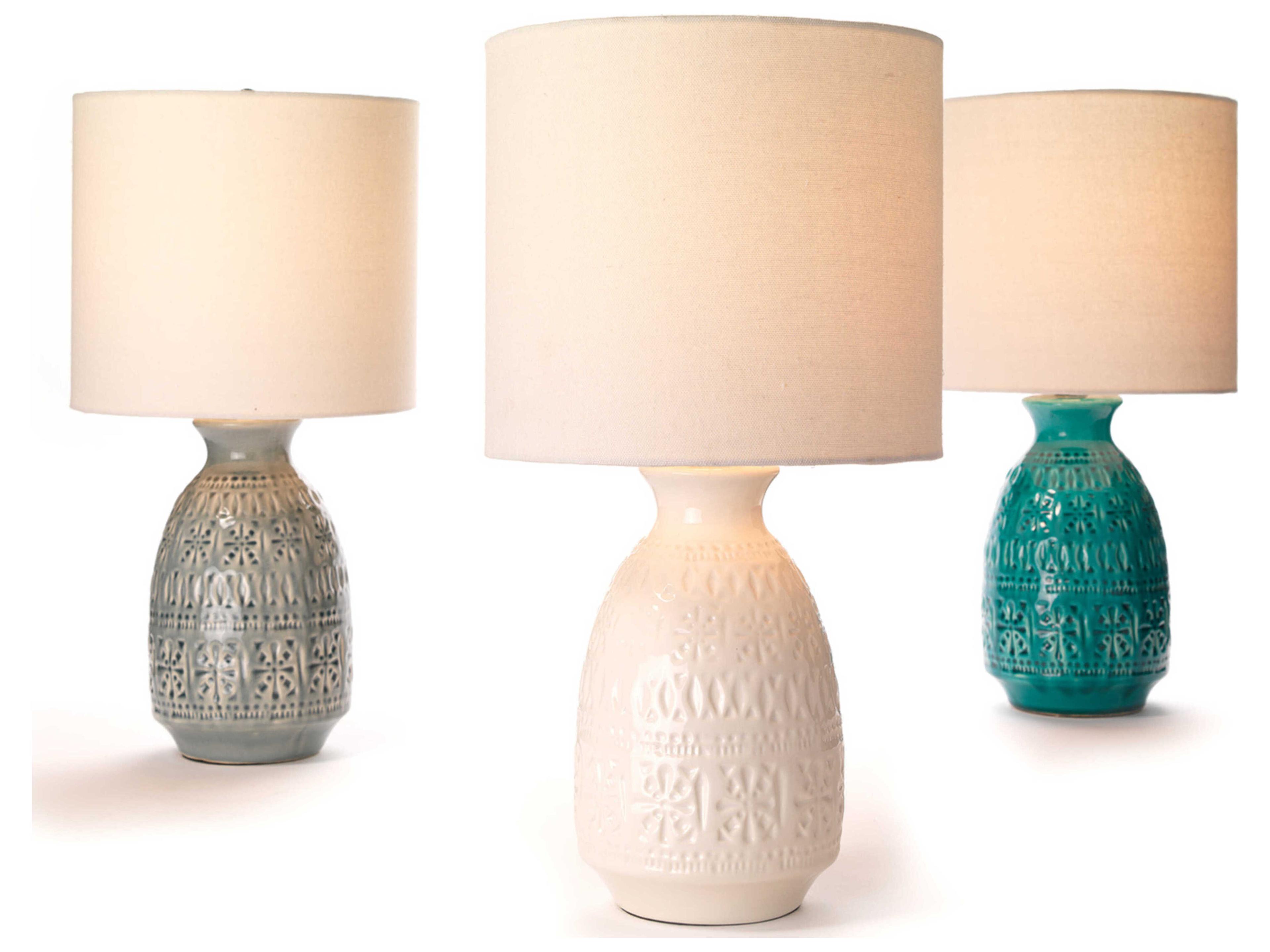 Jamie Young Frieze White Linen Drum Table Lamp