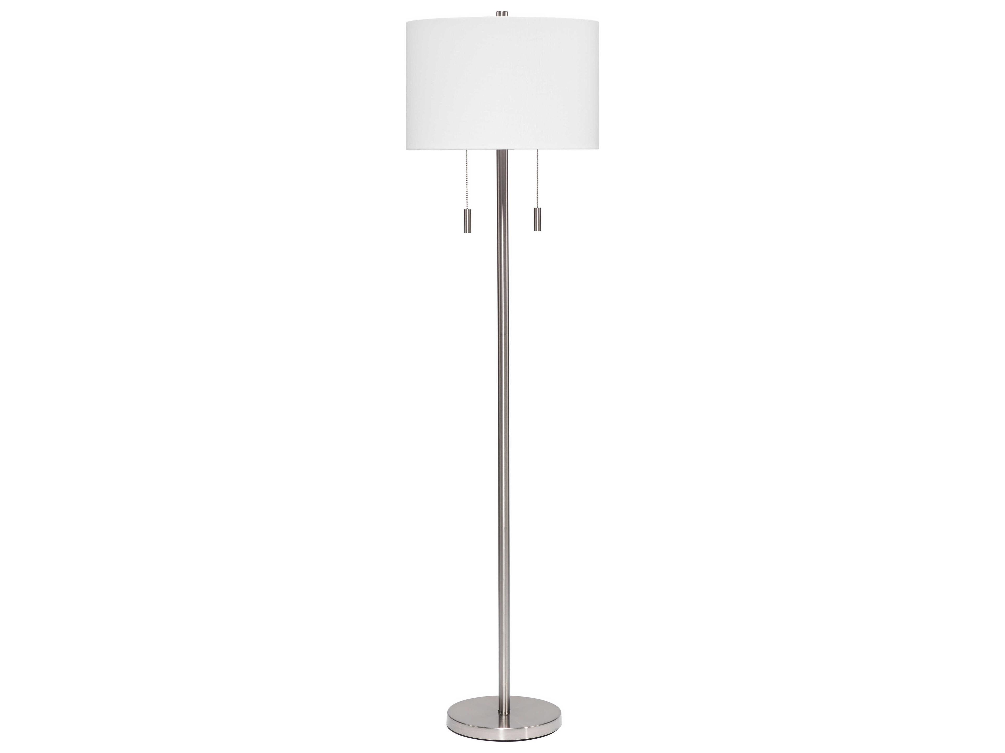 Lincoln Silver Linen White Drum Floor Lamp