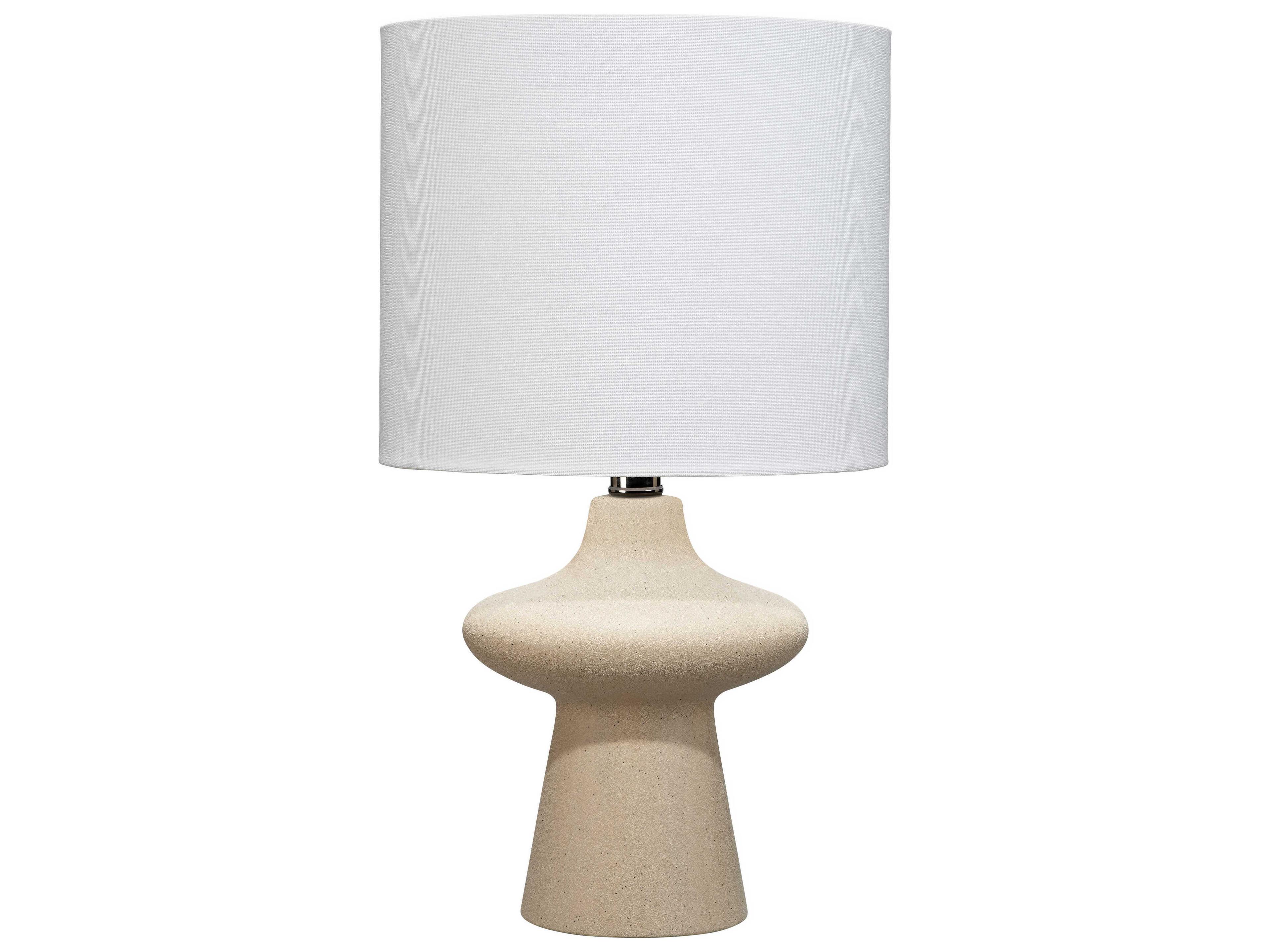 Jamie Young Oliver Beige Linen Drum Off White Table Lamp