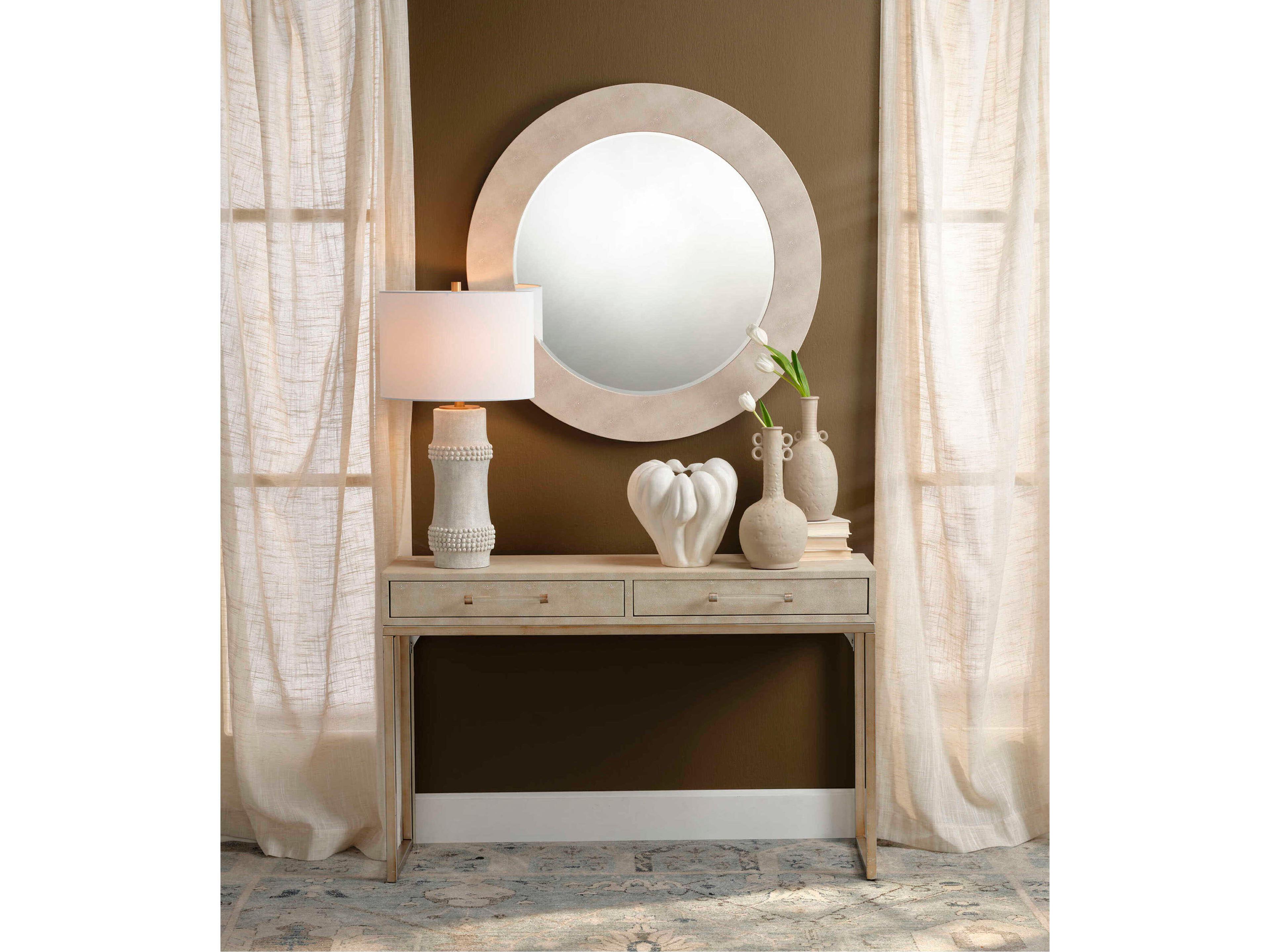 Jamie Young Rail White Linen Buffet Lamp