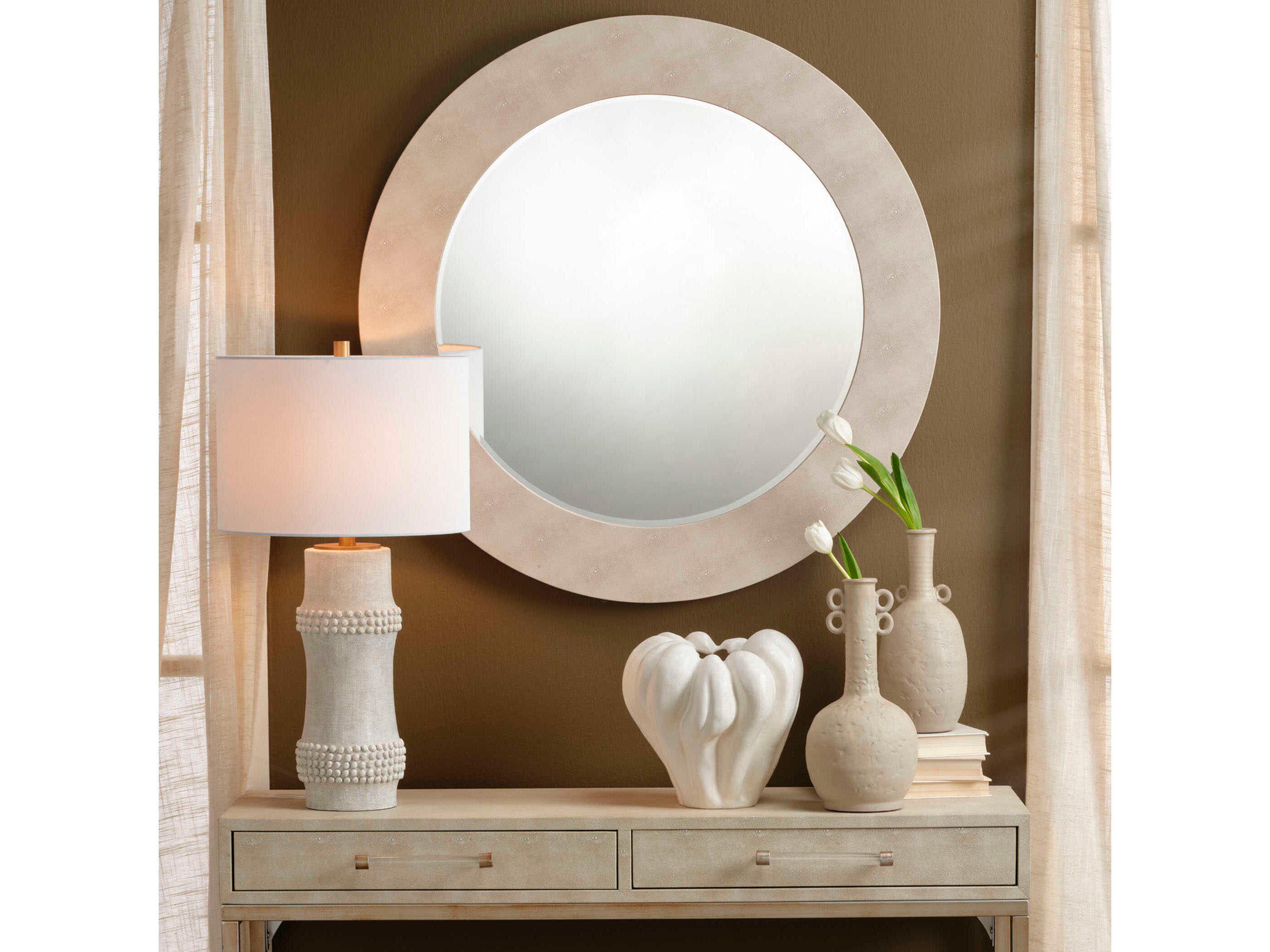 Jamie Young Rail White Linen Buffet Lamp